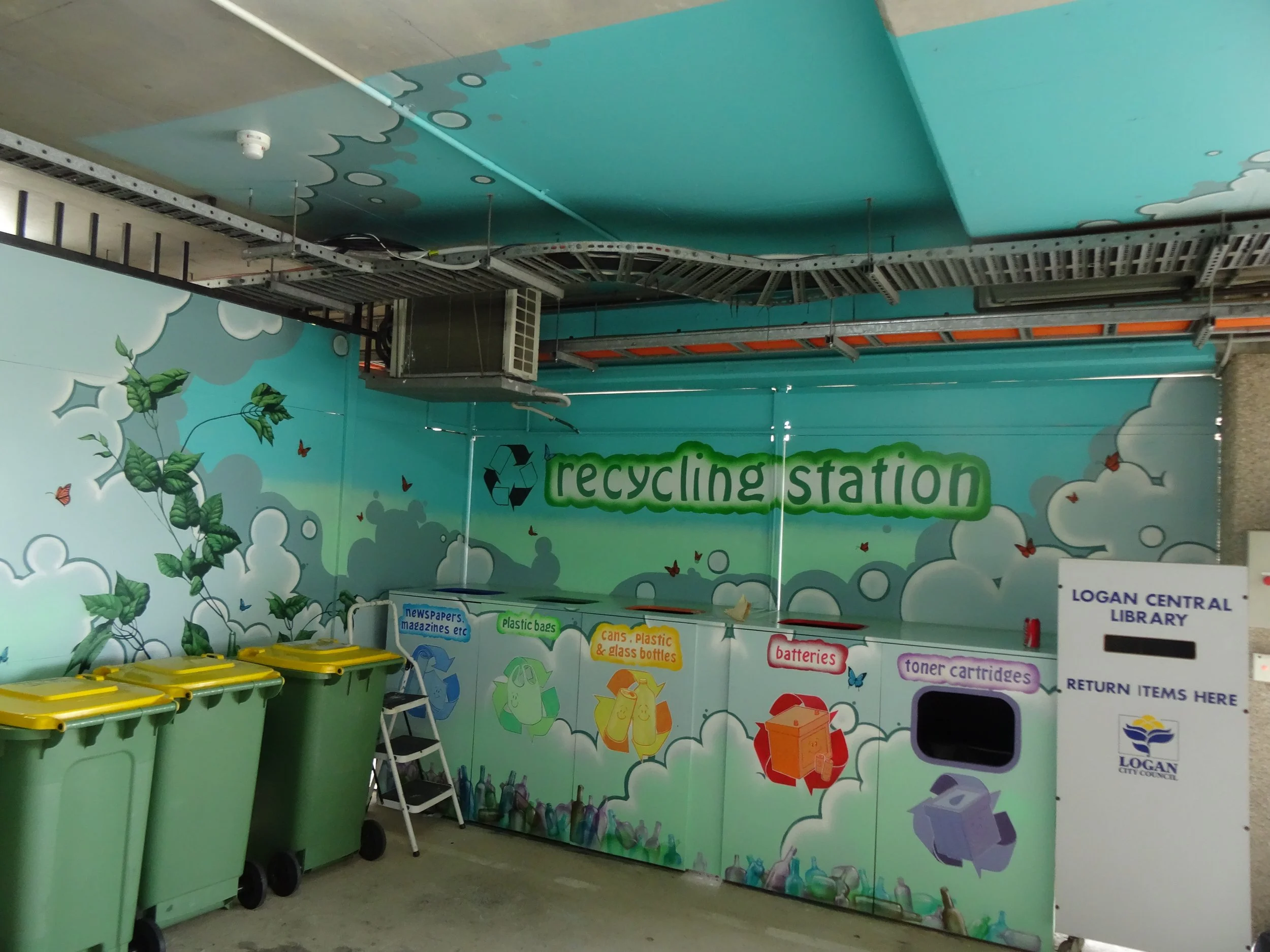 Recycling mural originally in the carpark of the Logan City Council main office.