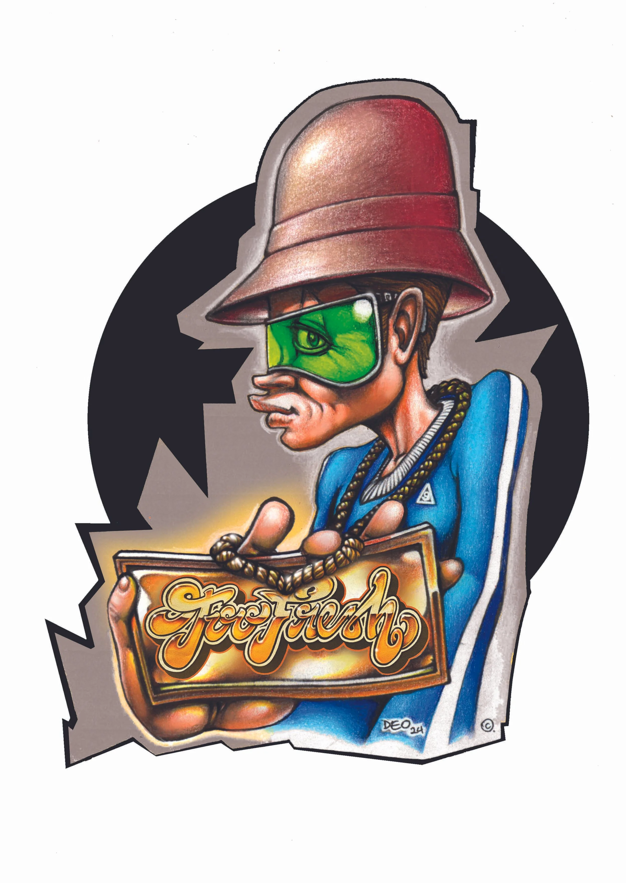 One of several T-shirt designs for a brand called "Too Fresh". 2023.