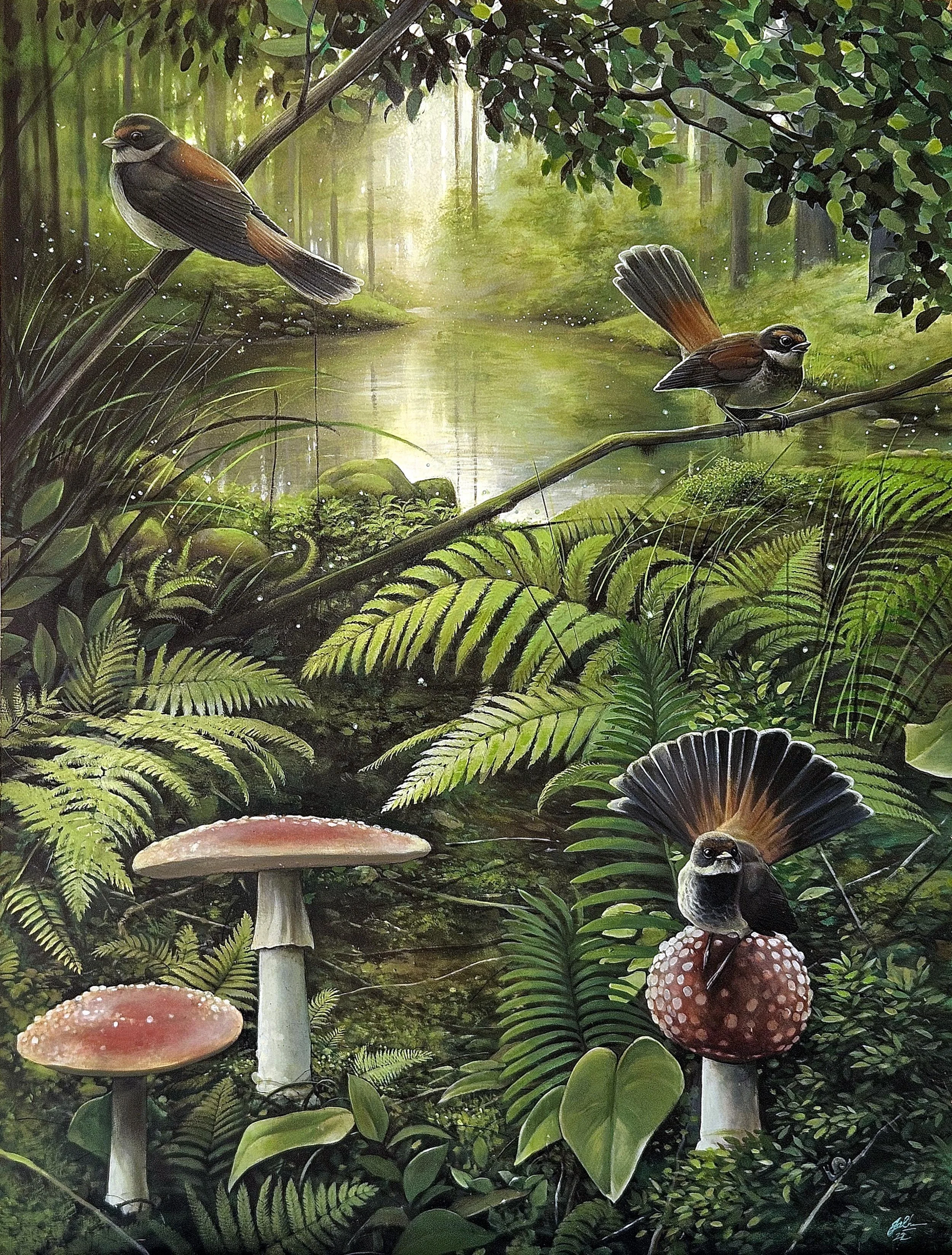 MDF board, recently retouched in 2026 after being originally painted in 2021 to be used as a print on wall in a park.