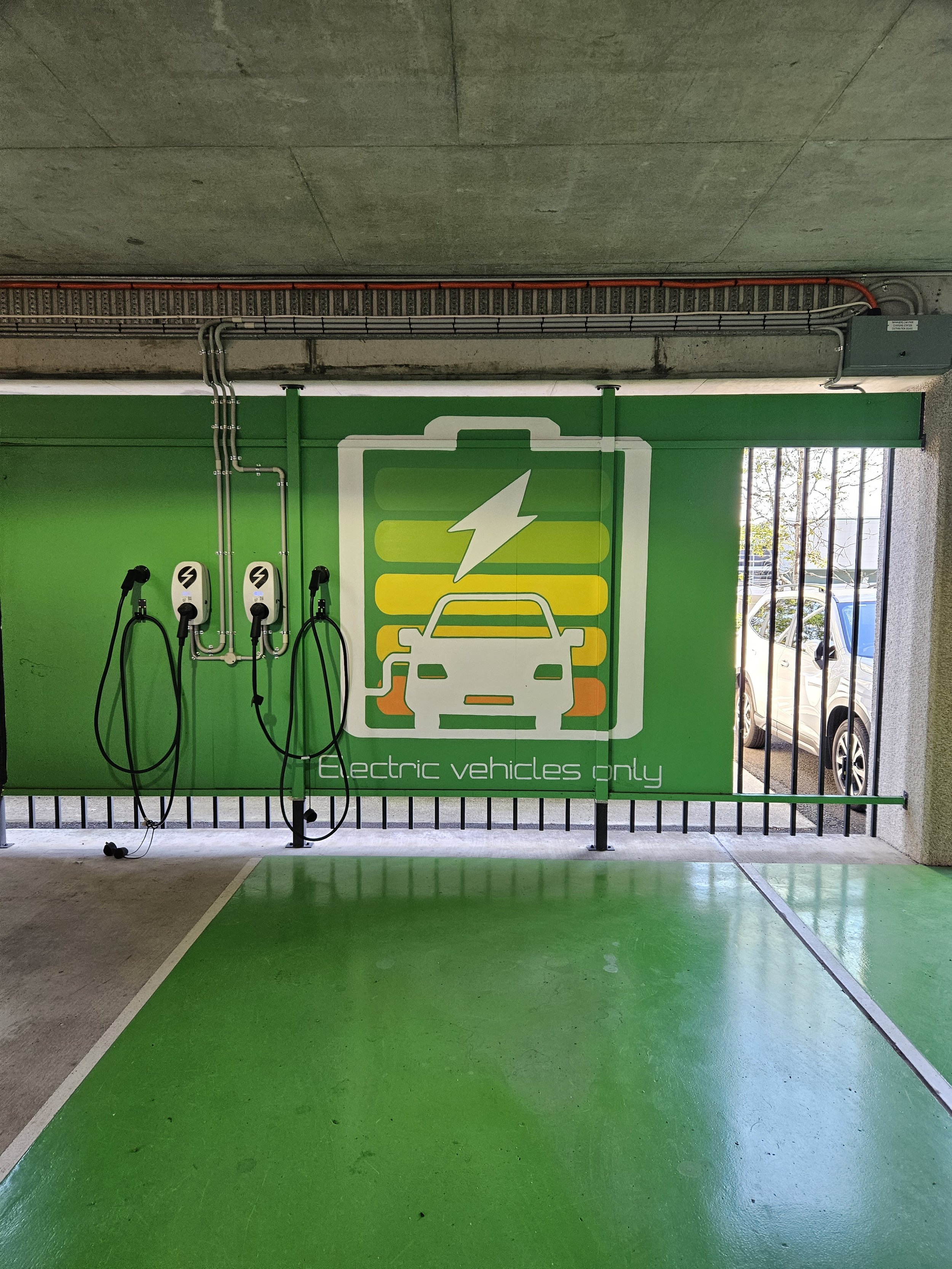 Electric vehicle charging station at the Logan City Council