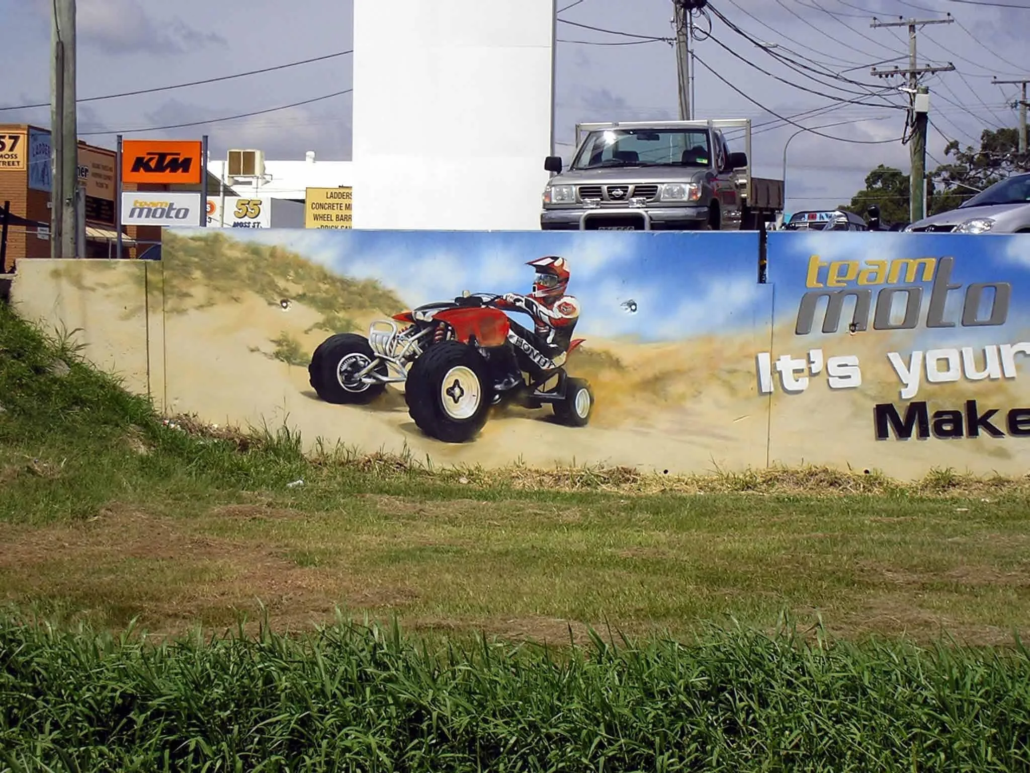 Section of mural for Honda motorcycle store at Slacks Creek