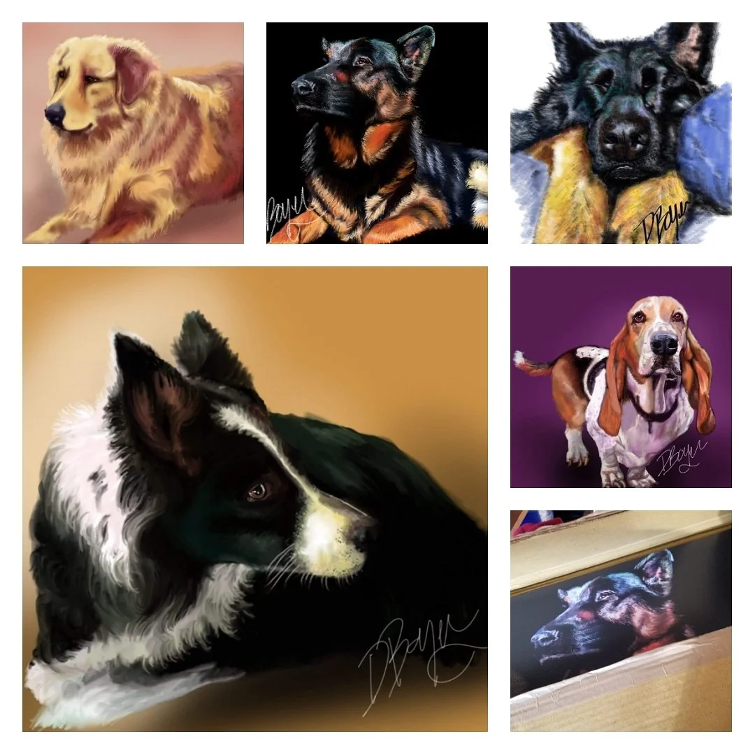 A series of dog painting I have done so everyone can see I don't just do horses.