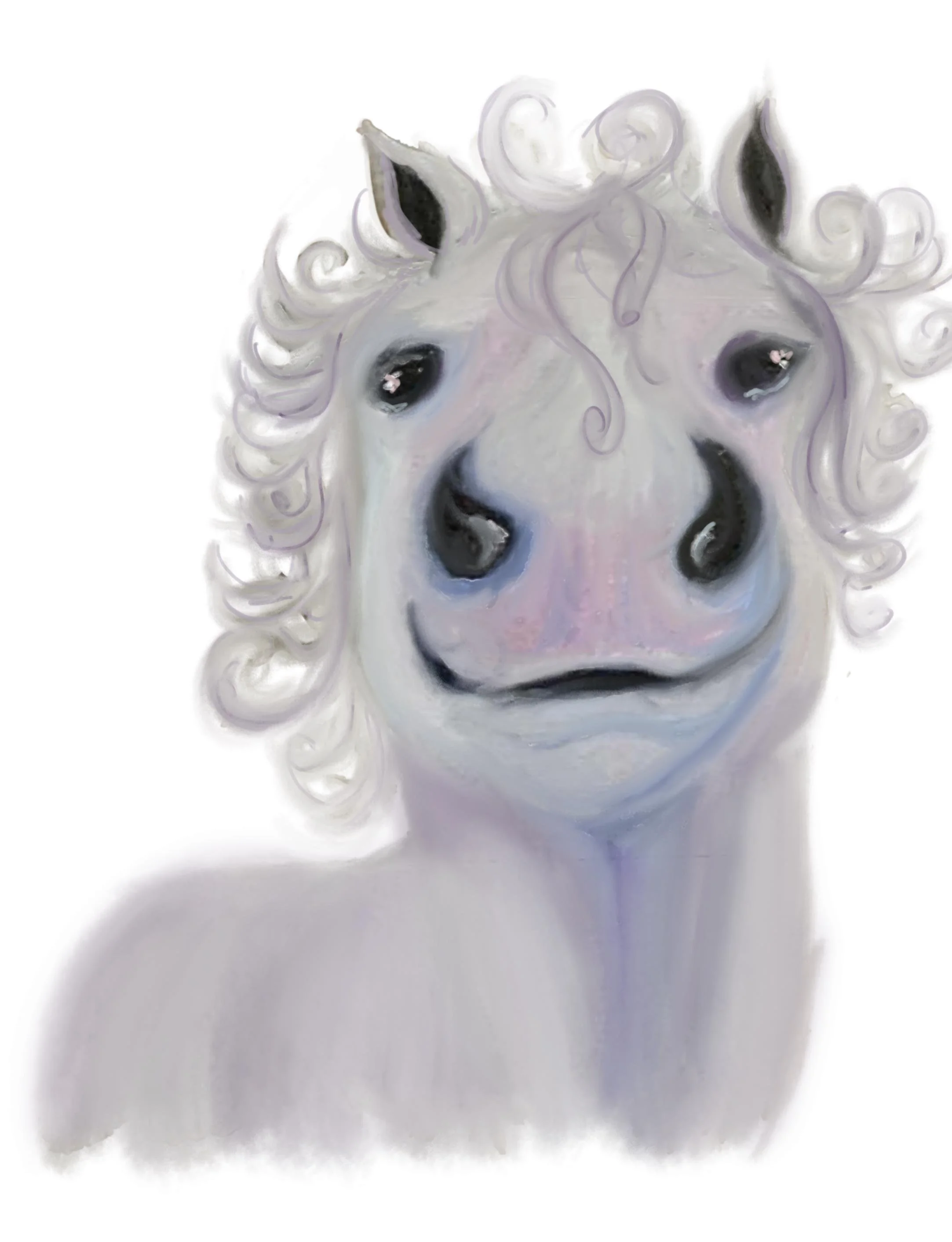 A happy grey mare says hello
