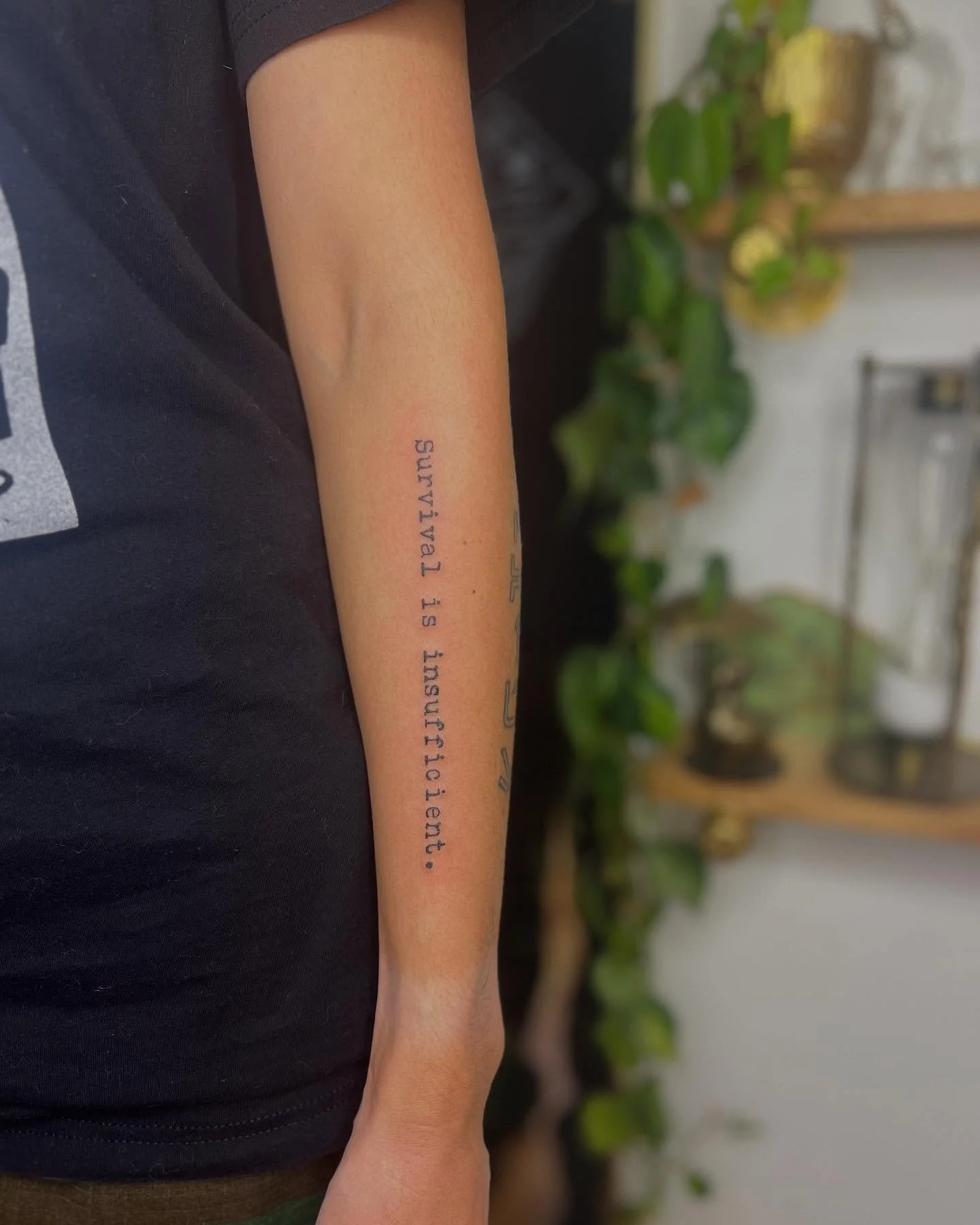 ✿ A sweet reminder from @sunilouwho that simply surviving isn&rsquo;t what life is about. Remember to enjoy this life 🩷 

It was so fun to do this text from her grandmother&rsquo;s typewriter! 

Female tattooer, safe space, girl power, queer spaces
