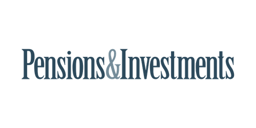 Pensions & Investments logo with text in blue and black.