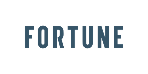 The word 'FORTUNE' in bold blue uppercase letters on a black background.