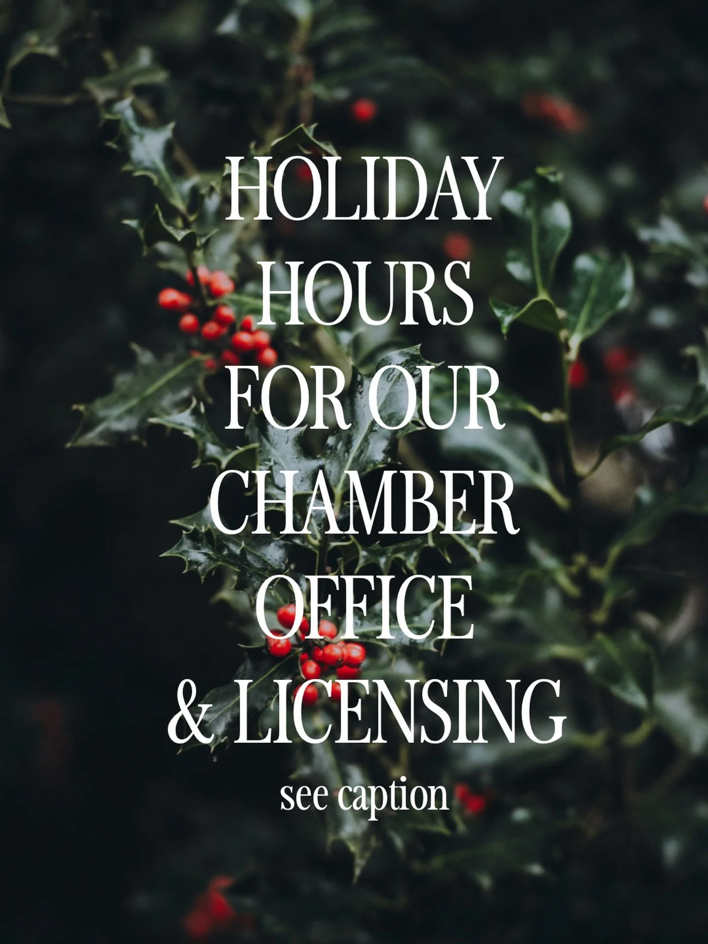 Need end of year vehicle or vessel licensing work? Be sure to visit your friendly local licensing office before our holiday closures begin!

For in-person licensing needs:
The licensing desk will be open December 23 ONLY next week, then closed until 