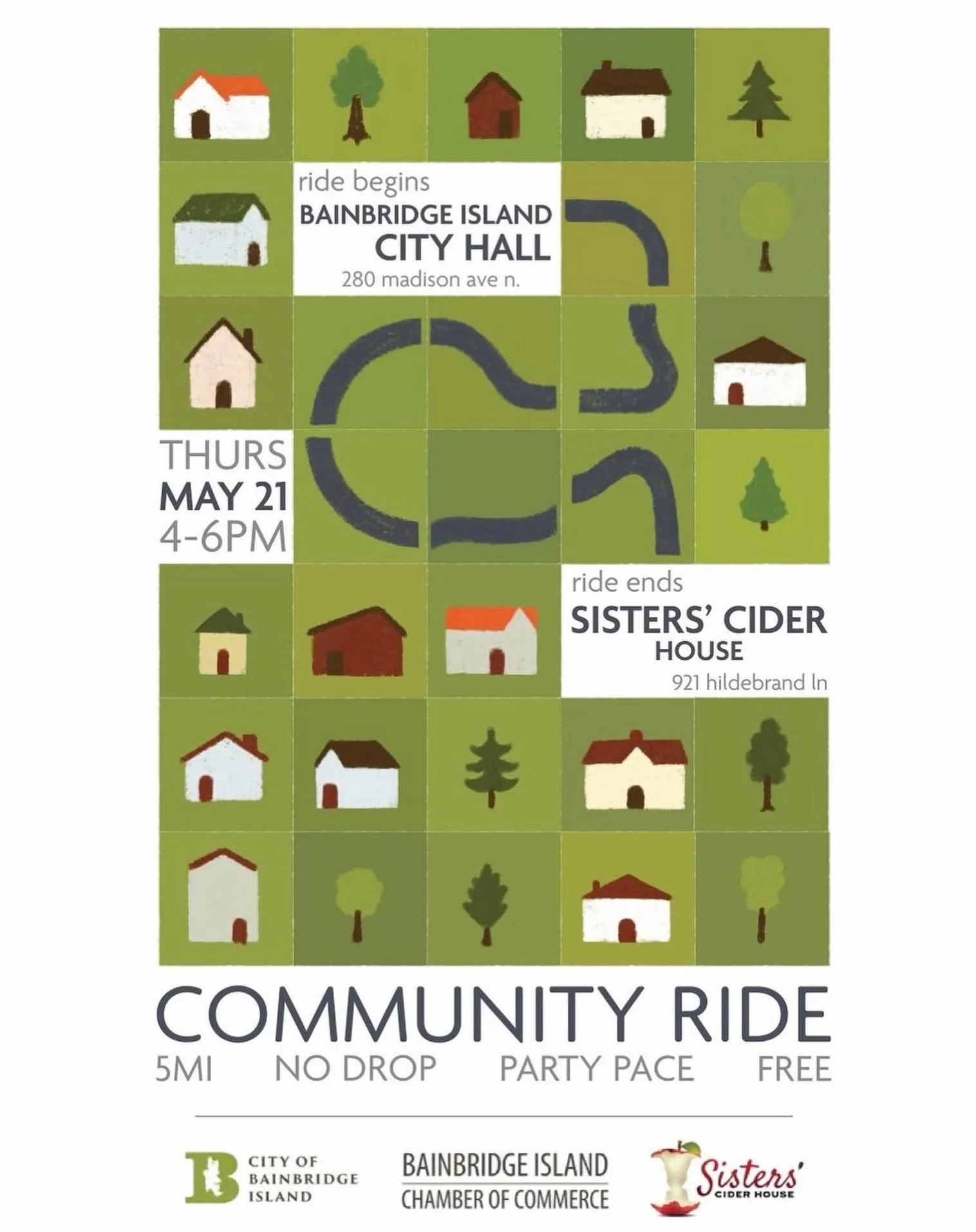 🚲🍎 Pedals &amp; Pours Ride 🍎🚲

Don&rsquo;t miss out, Thursday, May 21 for an easygoing FREE community bike ride and cider social!

📍Meet at City Hall
⏰ Ride departs at 4:15pm sharp
🗺️ Route is under 5 miles at a fun, no-drop party
pace

All bik