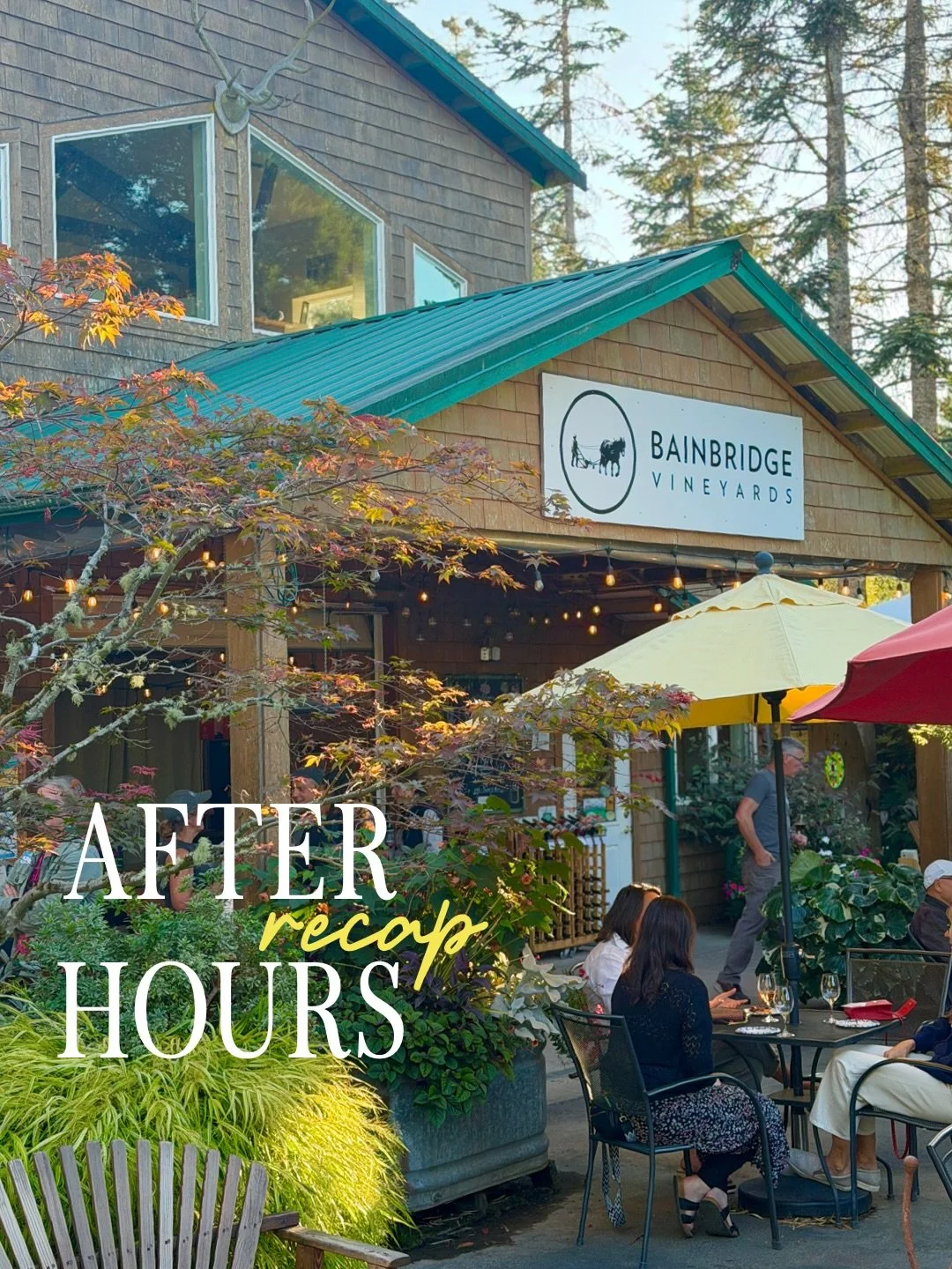 Such a beautiful evening for our September After Hours at Bainbridge Vineyards! It&rsquo;s a real slice of heaven right here on the island! Our members loved hearing from Betsey and her team about all the community events they host at their Tasting R