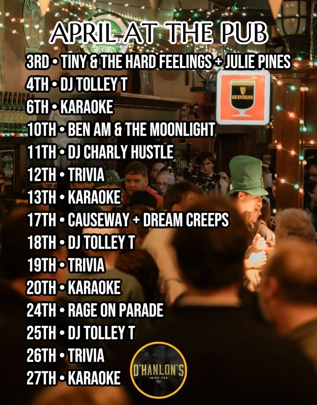 April came outta nowhere &mdash; feels just like yesterday we were opening coat check for the first time, so apologies on the delay. Without further ado, here&rsquo;s what&rsquo;s happening at the pub this month. Come by and have a pint and if you ha