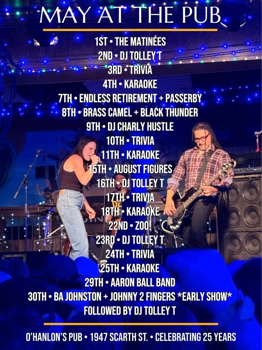 Five weekends in May + a music festival with our pals at @thecureregina and @thelancaster along with a special Saturday show and our patio being open sounds like a pretty busy month to us. Come check it out! Lots to see. 

No cover.