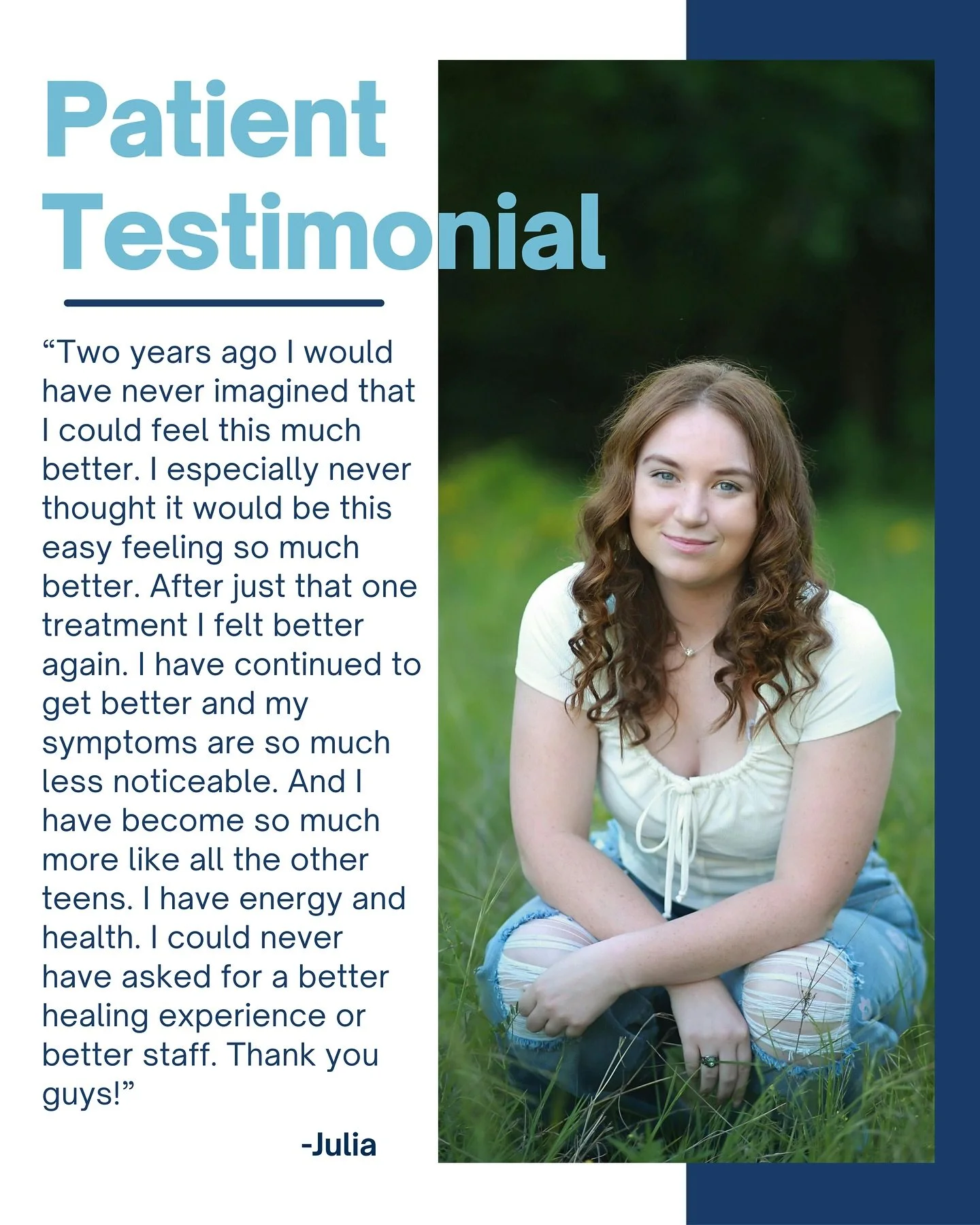 We are so happy for you, Julia! 🌷

Thank you for sharing your story, and trusting us to help you achieve your recovery goals!

#testimonial #testimoni #health #wellness #recovery #healing #healingjourney #teen #pediatric #chronicpain #chronicillness