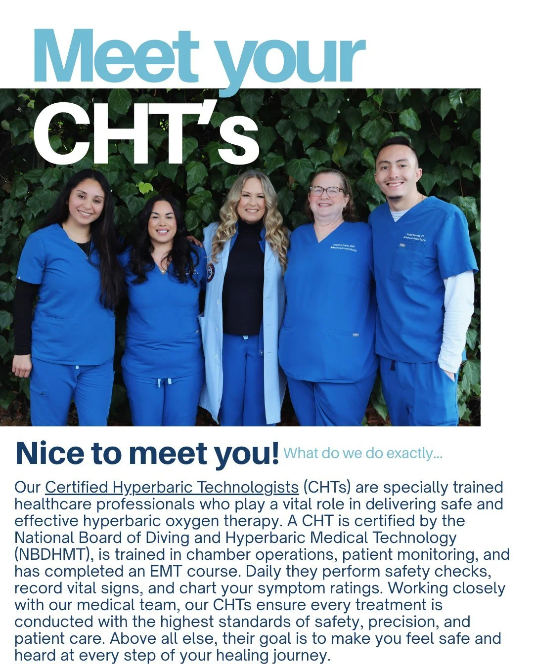 Our treatments wouldn't be possible without the incredible team behind the scenes. 💙

These Skilled, attentive professionals ensure every session is safe, comfortable, and effective. From careful monitiring to personal support, they are the heartbea