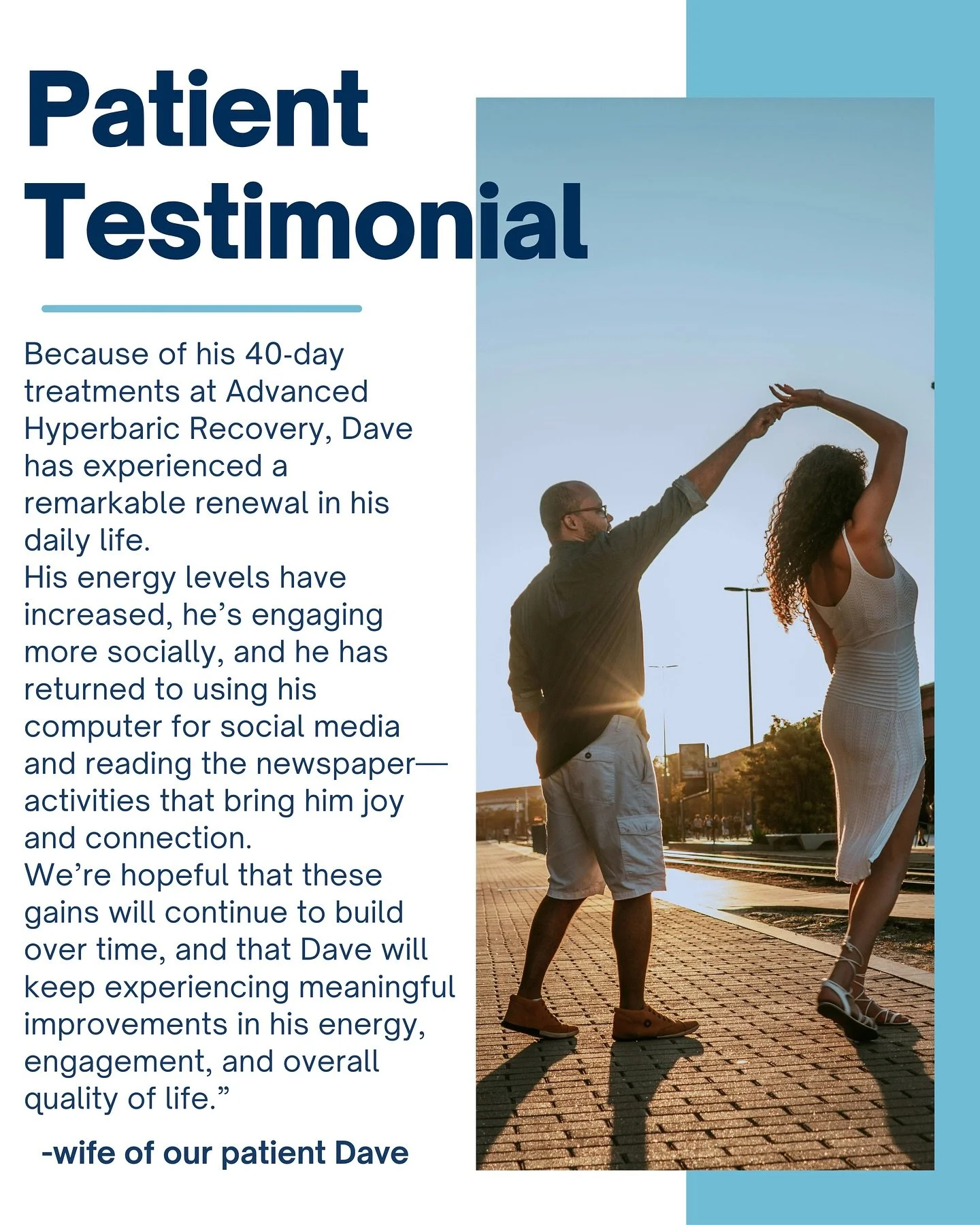 Dave&rsquo;s story is a powerful one. 🫀

Brain Injury following a heart attack is more common than many people realize. When your brain is not receiving oxygenated blood for several minutes, severe damage can occur. 

HBOT is clinically proven to re