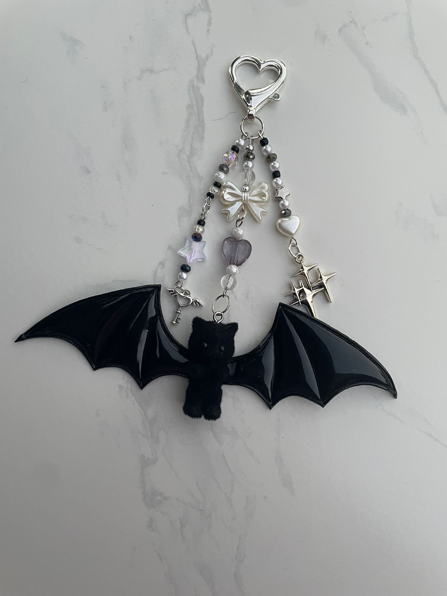 Handmade Bat Keychain with Beads