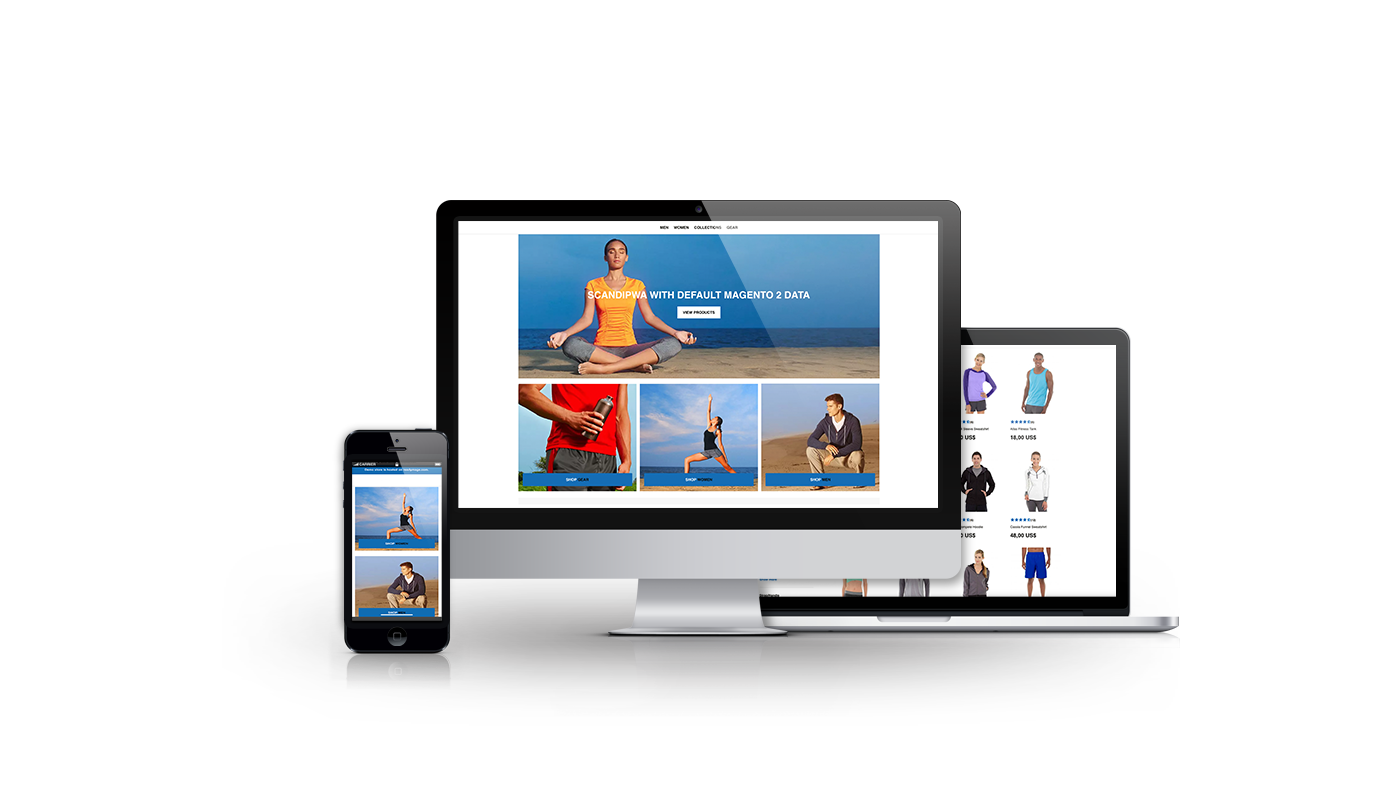 Desktop och mobil version av Ateles ScandiPWA Ecom Accelerator