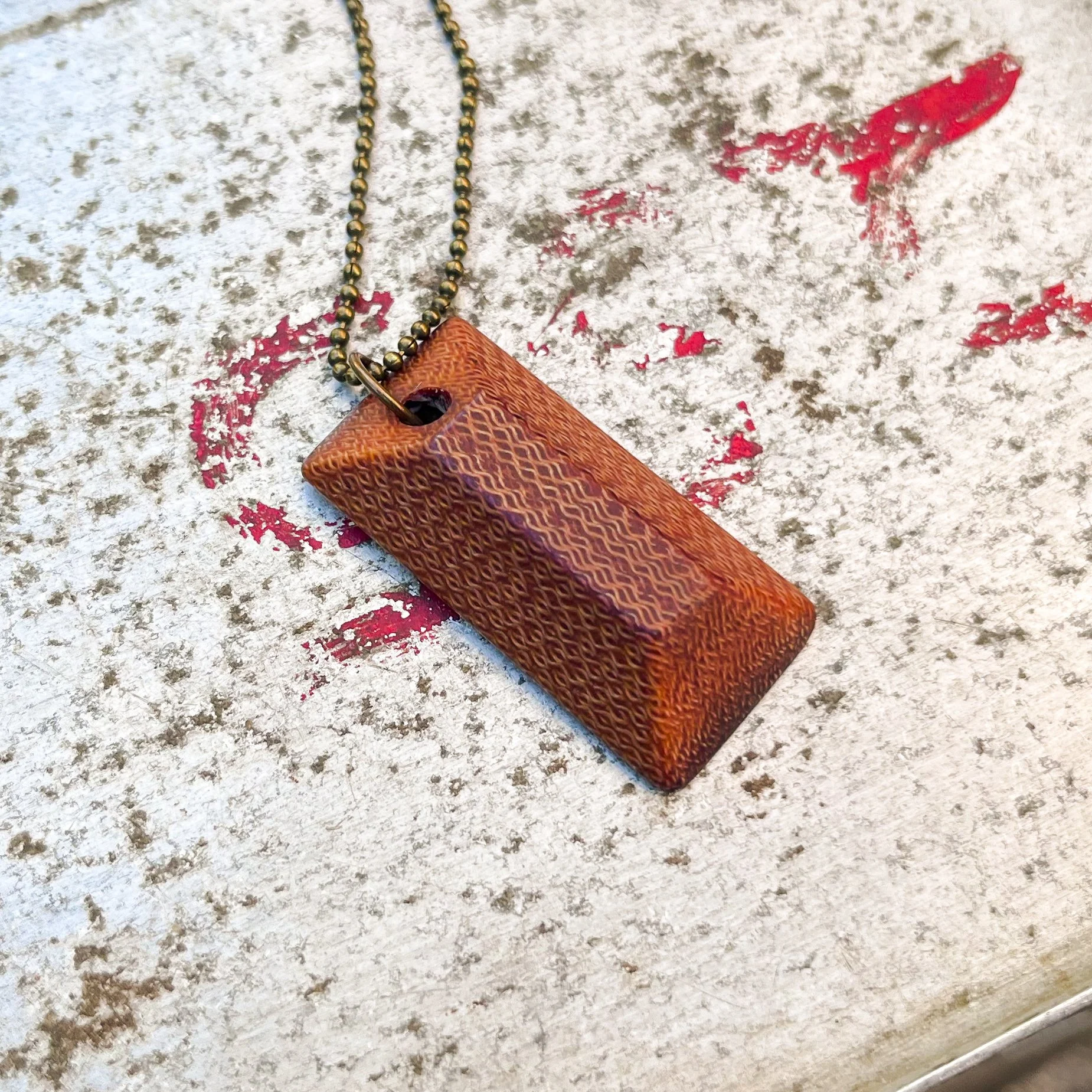 Handmade Vintage Canvas Micarta Pendant Necklace