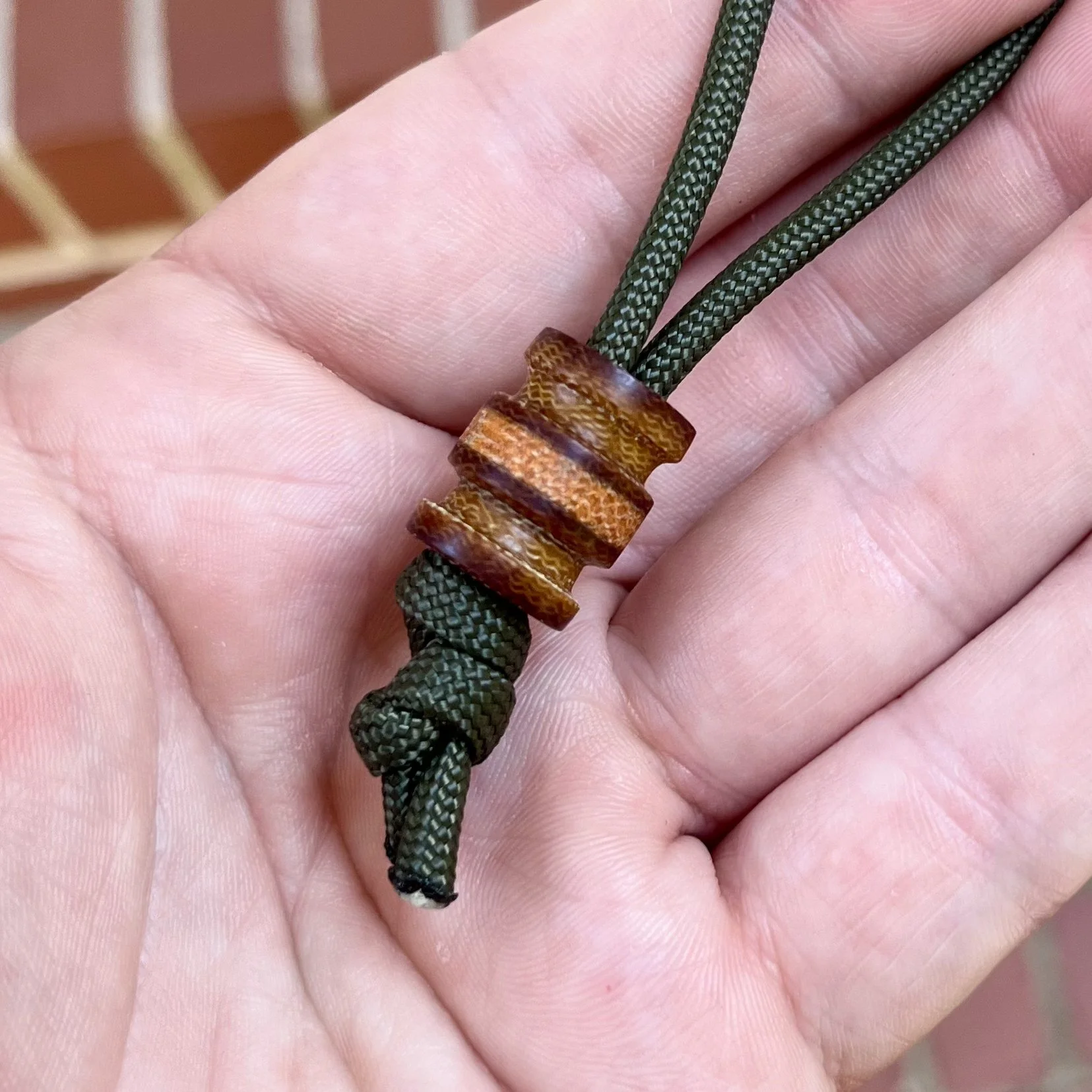 Vintage Canvas Micarta + WW2 Orange Canvas Micarta EDC Lanyard Bead
