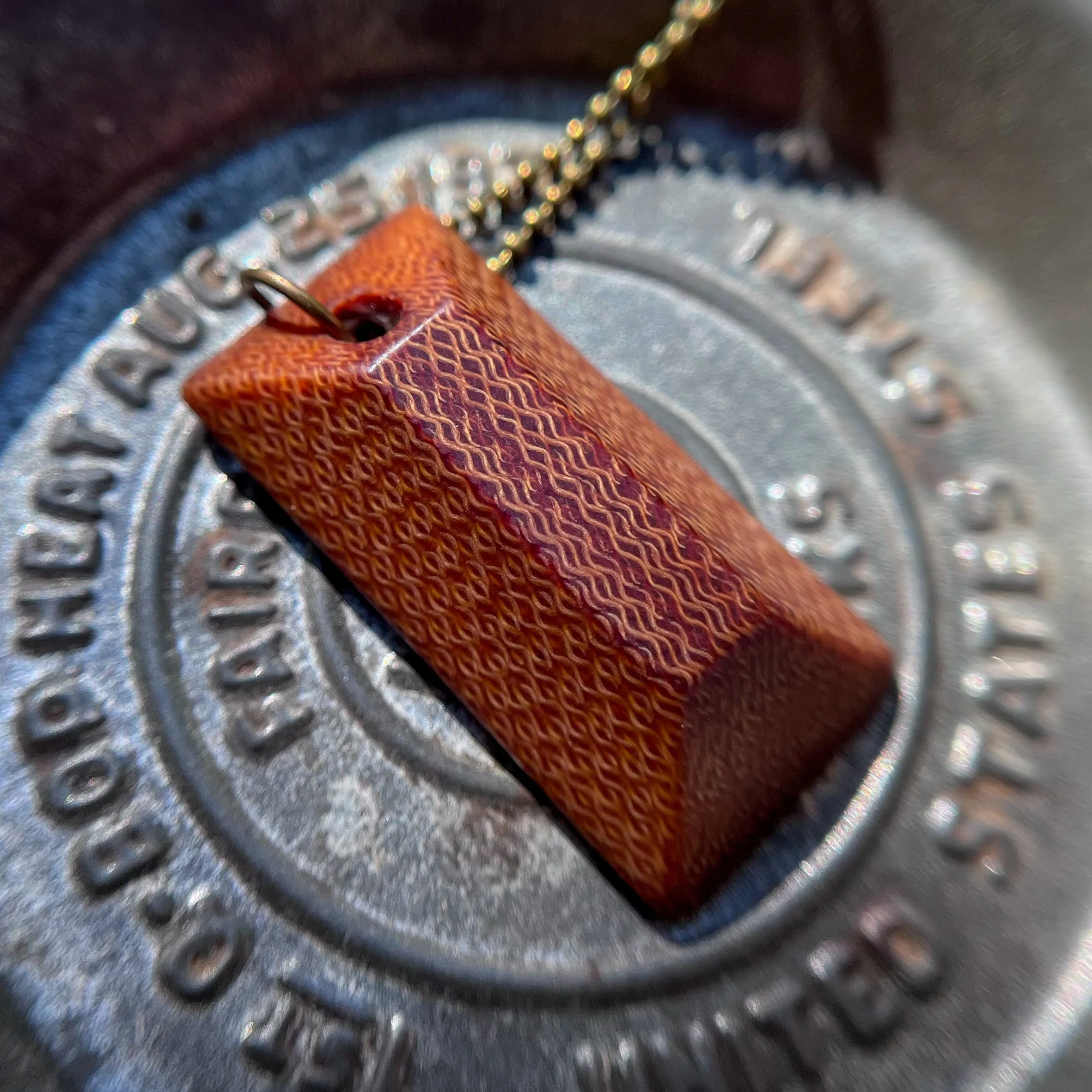 Handmade Vintage Canvas Micarta Pendant Necklace