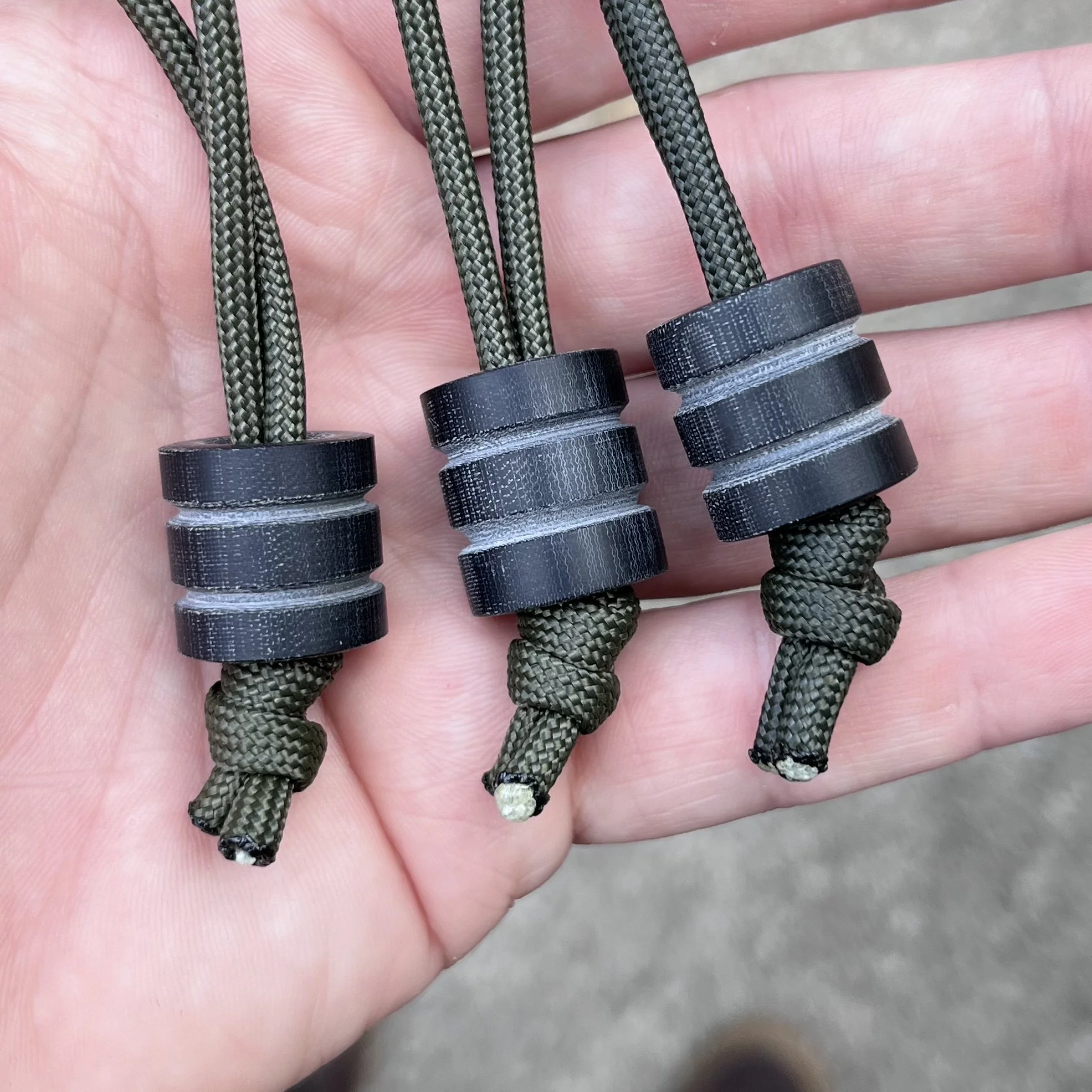 Vintage Black Linen Micarta Lanyard Beads