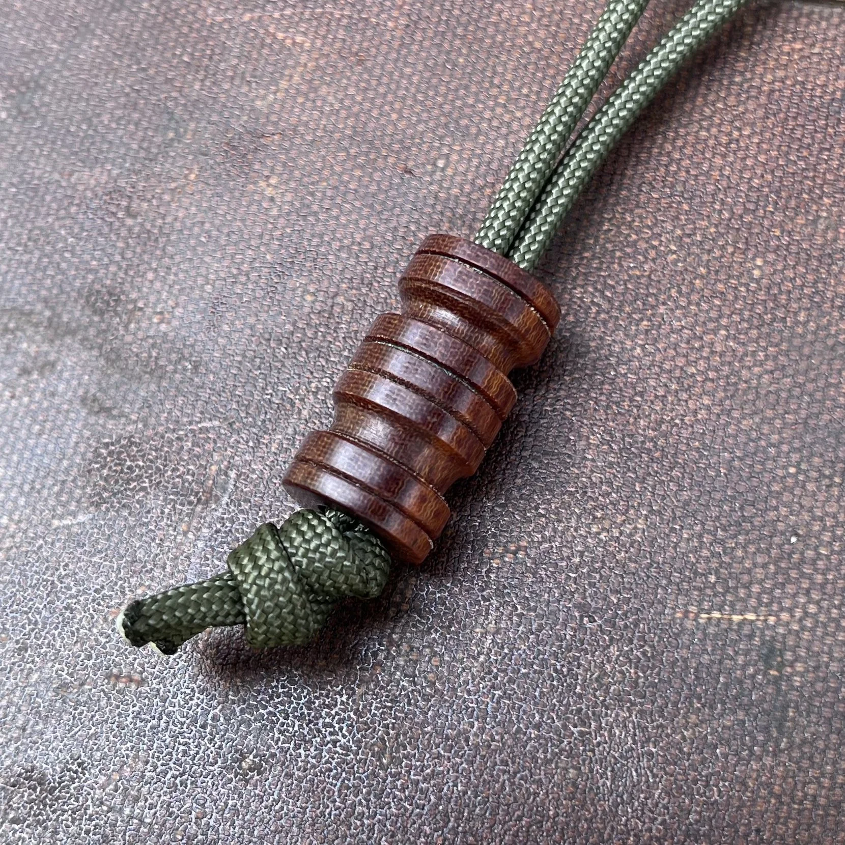 Vintage "Half & Half" Linen Micarta EDC Lanyard Bead
