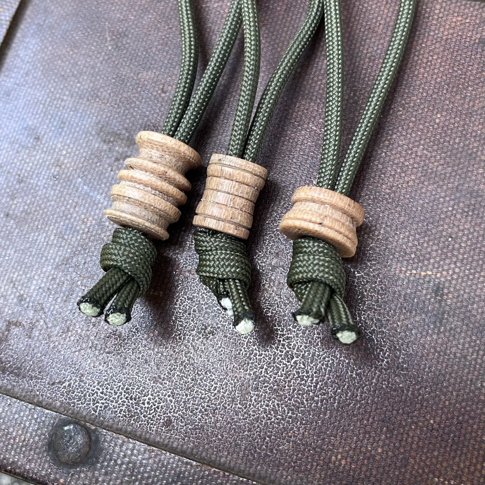 Vintage Oatmeal Canvas Micarta EDC Lanyard Beads