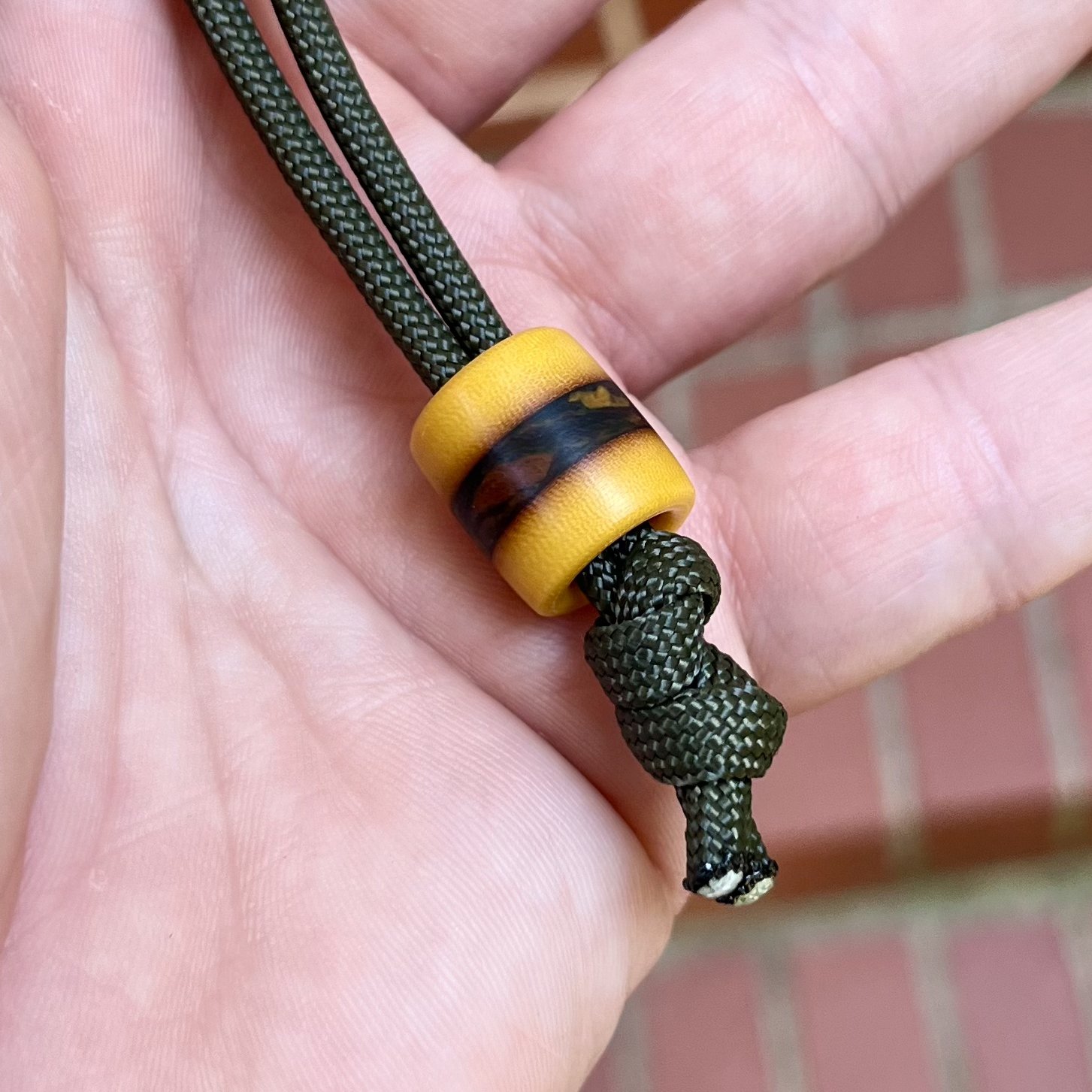Vintage Linen Micarta + Vintage Soviet Rag Micarta EDC Lanyard Bead