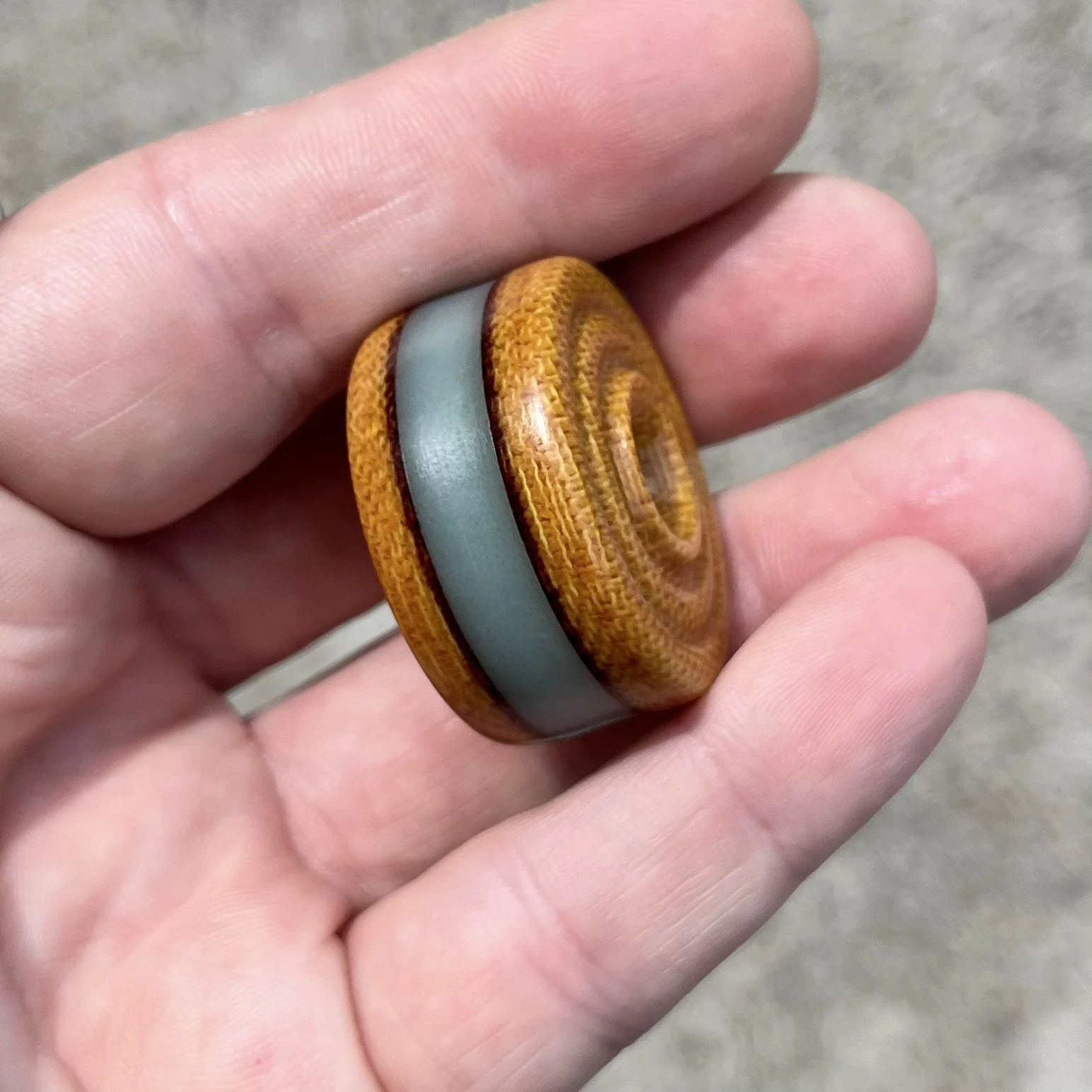 Hand Turned Vintage Micarta + Jade G10 Worry Coin