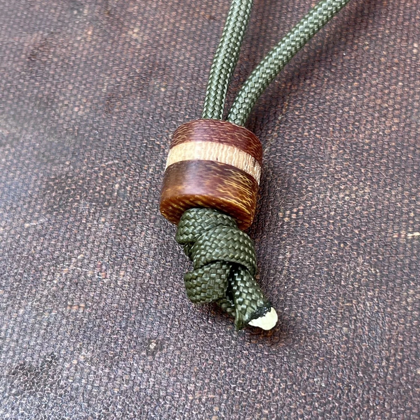Triple Layer Vintage Micarta EDC Lanyard Bead