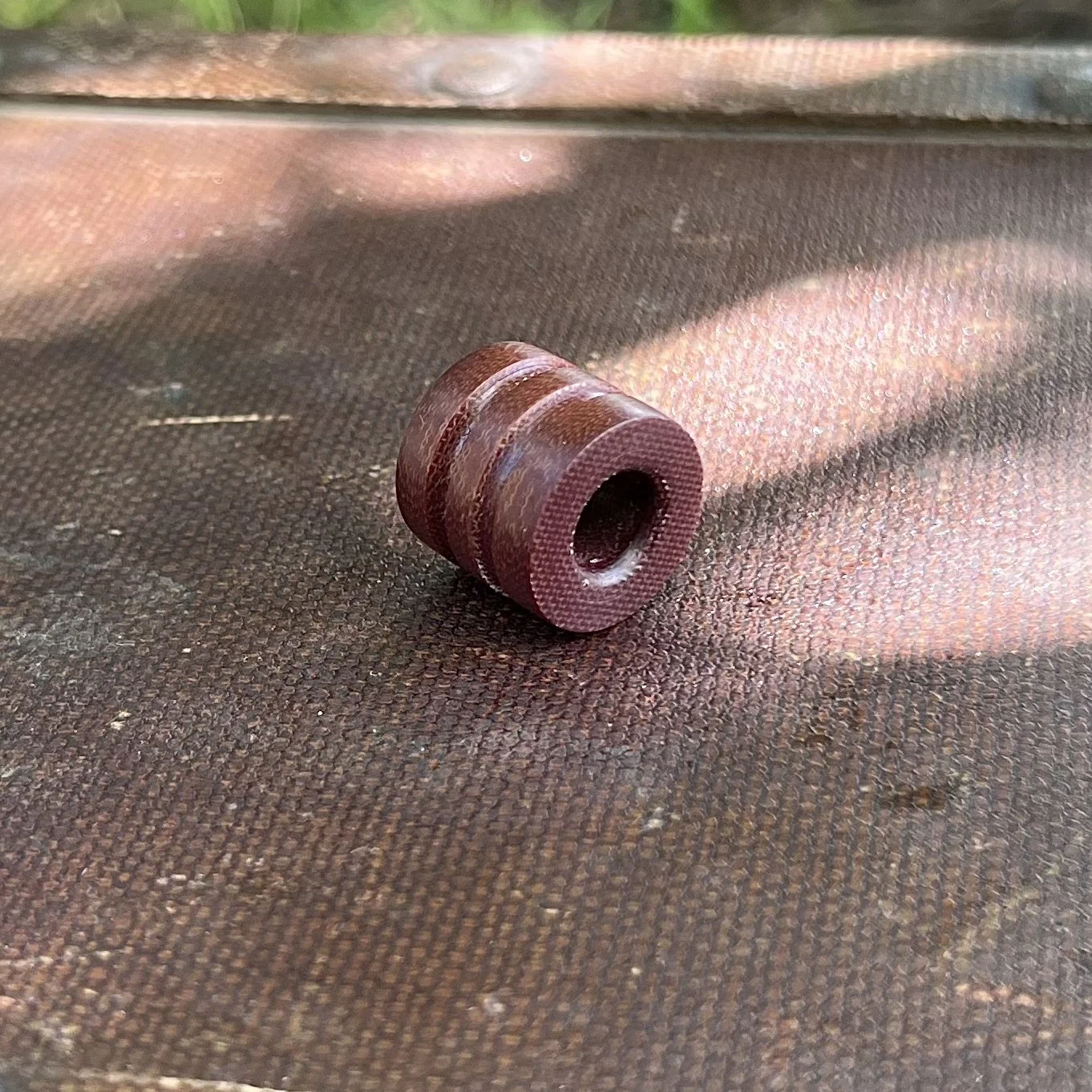 Vintage Reddish-Brown Linen Micarta Lanyard Bead