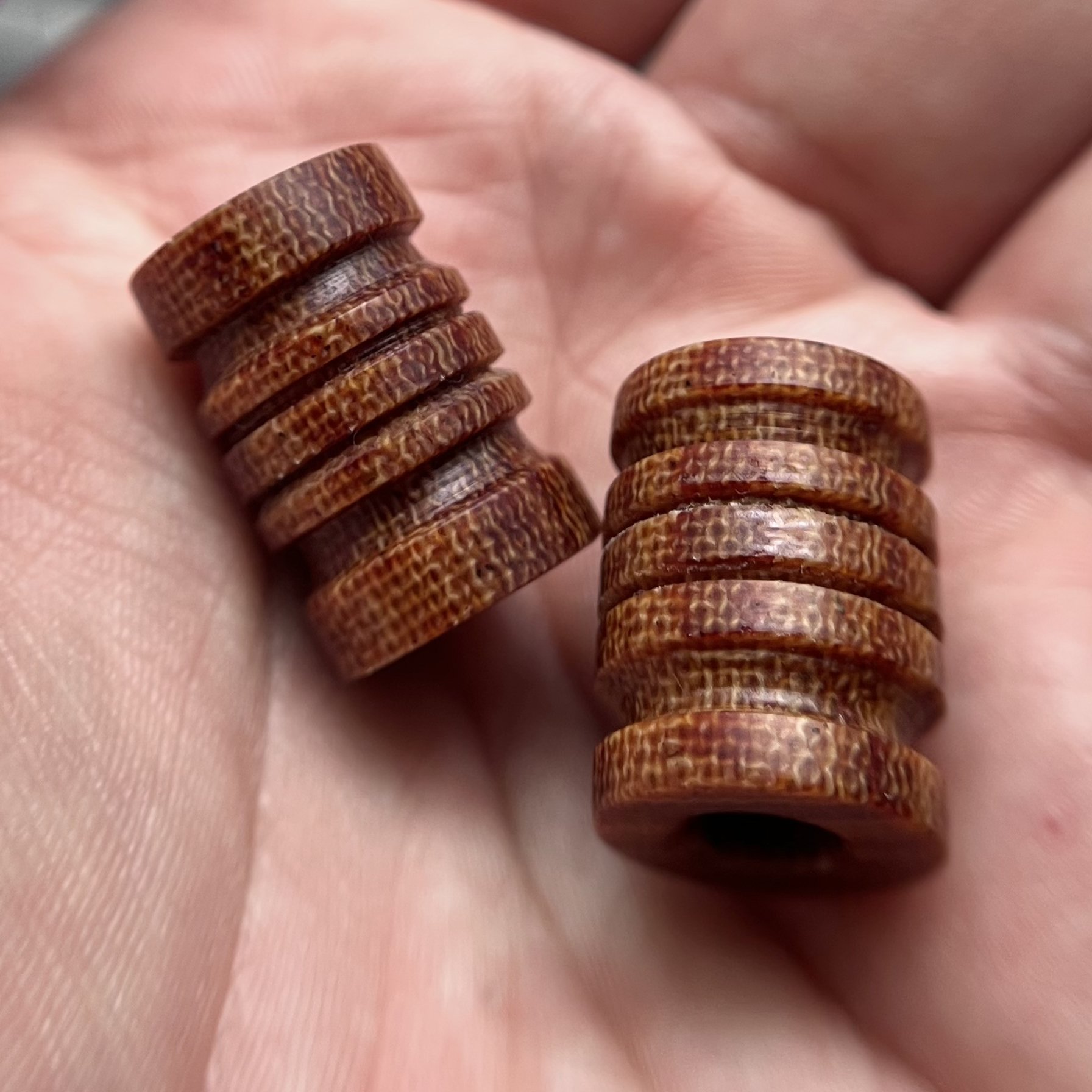 Hand Turned Vintage Canvas Micarta EDC Lanyard Beads