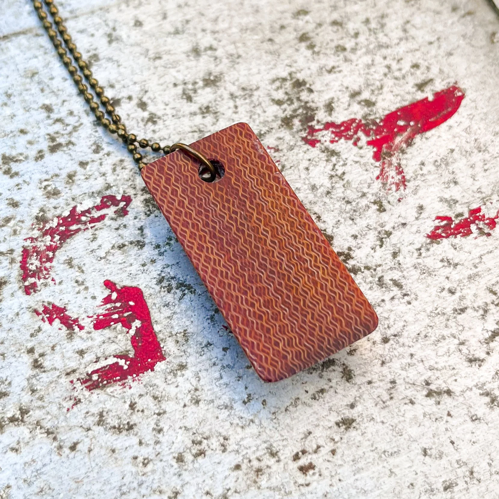 Handmade Vintage Canvas Micarta Pendant Necklace