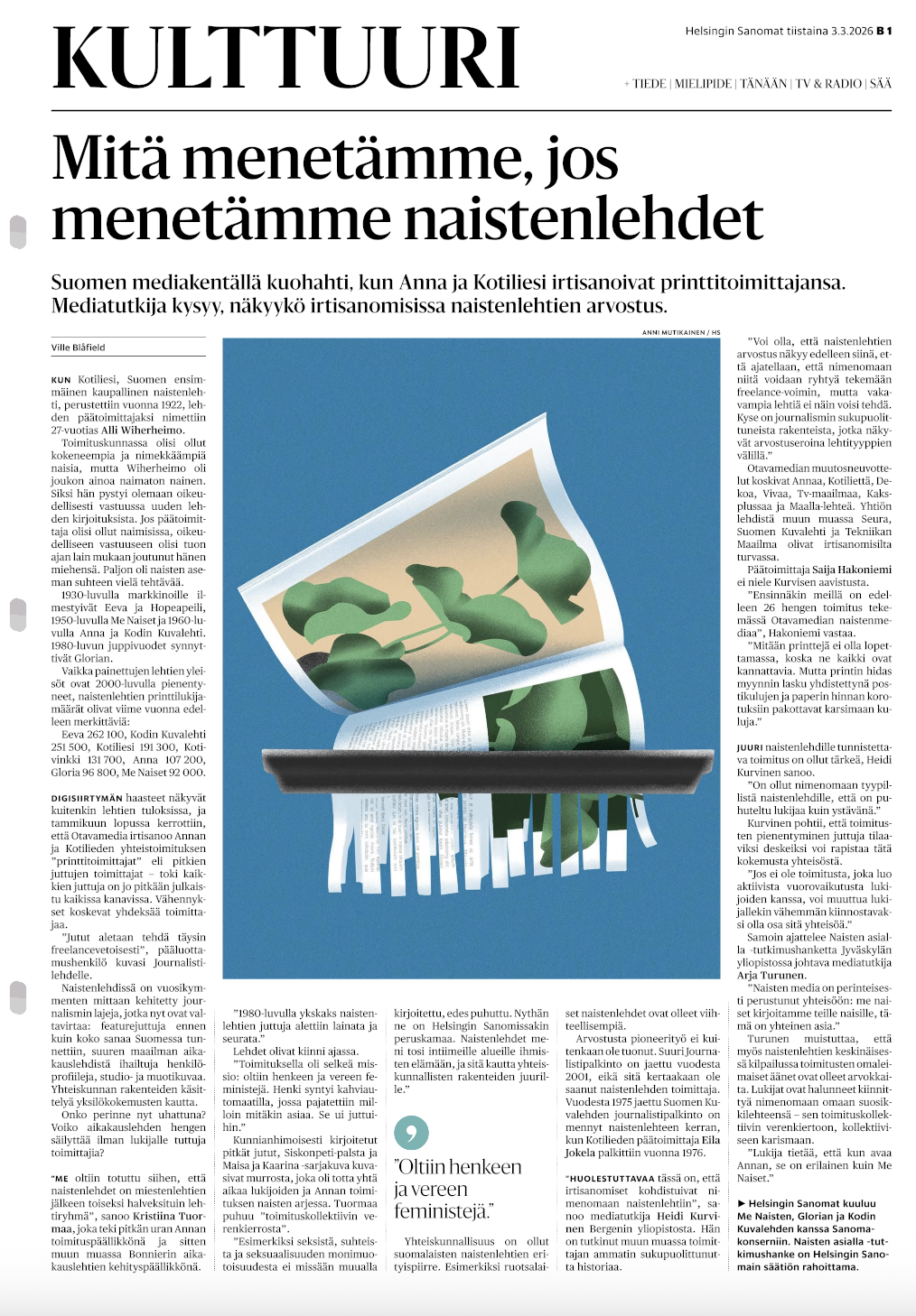 Helsingin Sanomat: Toiseksi halveksituin lehtiryhmä (27.2.2026)
