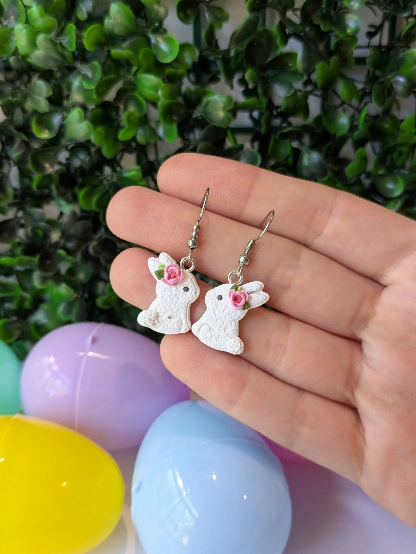 Little floral bunnies 🐇 The first earrings from my new Easter collection, coming next week!