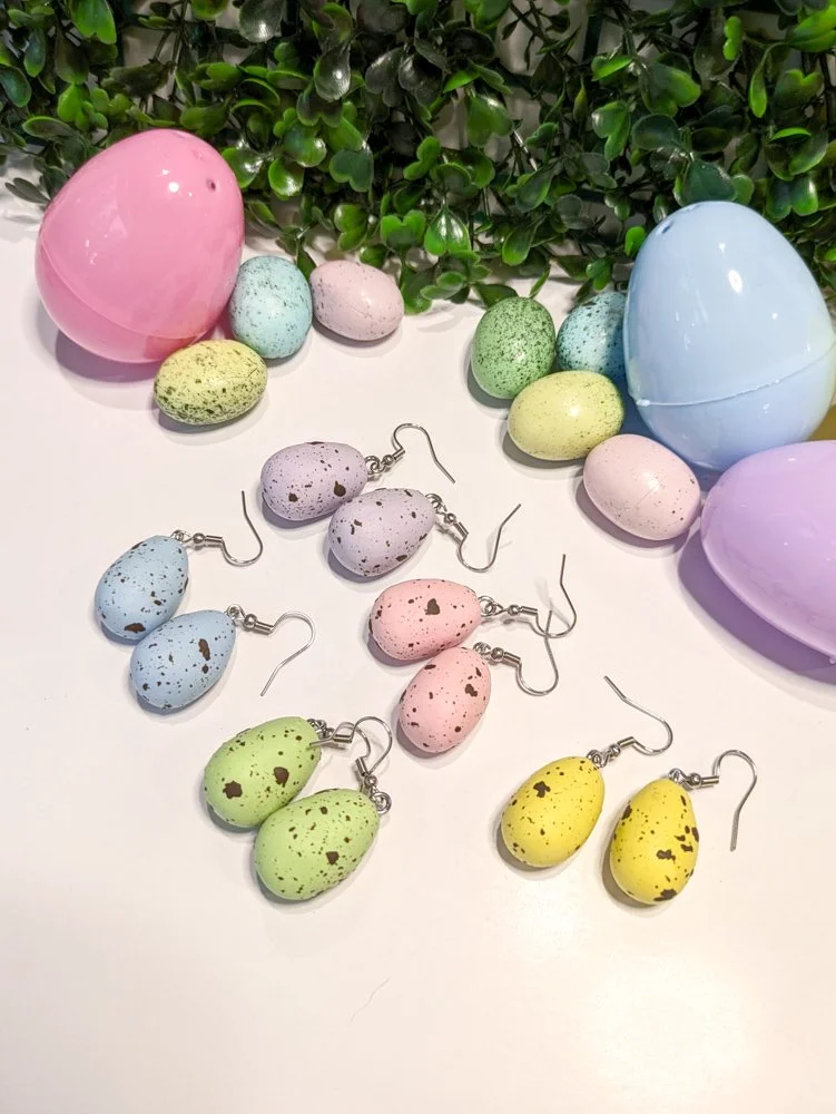 Large speckled egg earrings