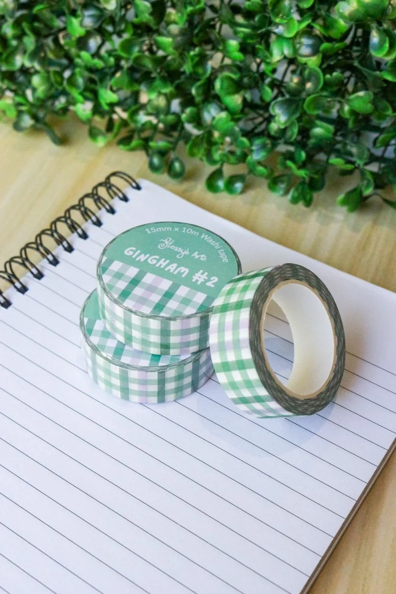 Gingham #2 washi tape - green and purple