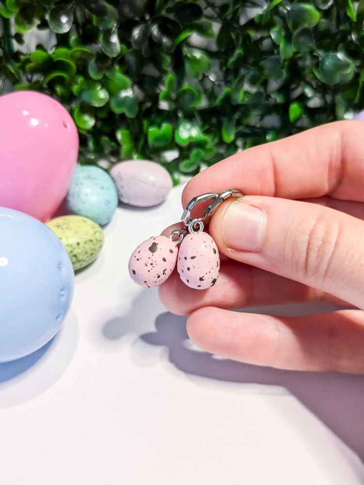 Medium speckled egg earrings