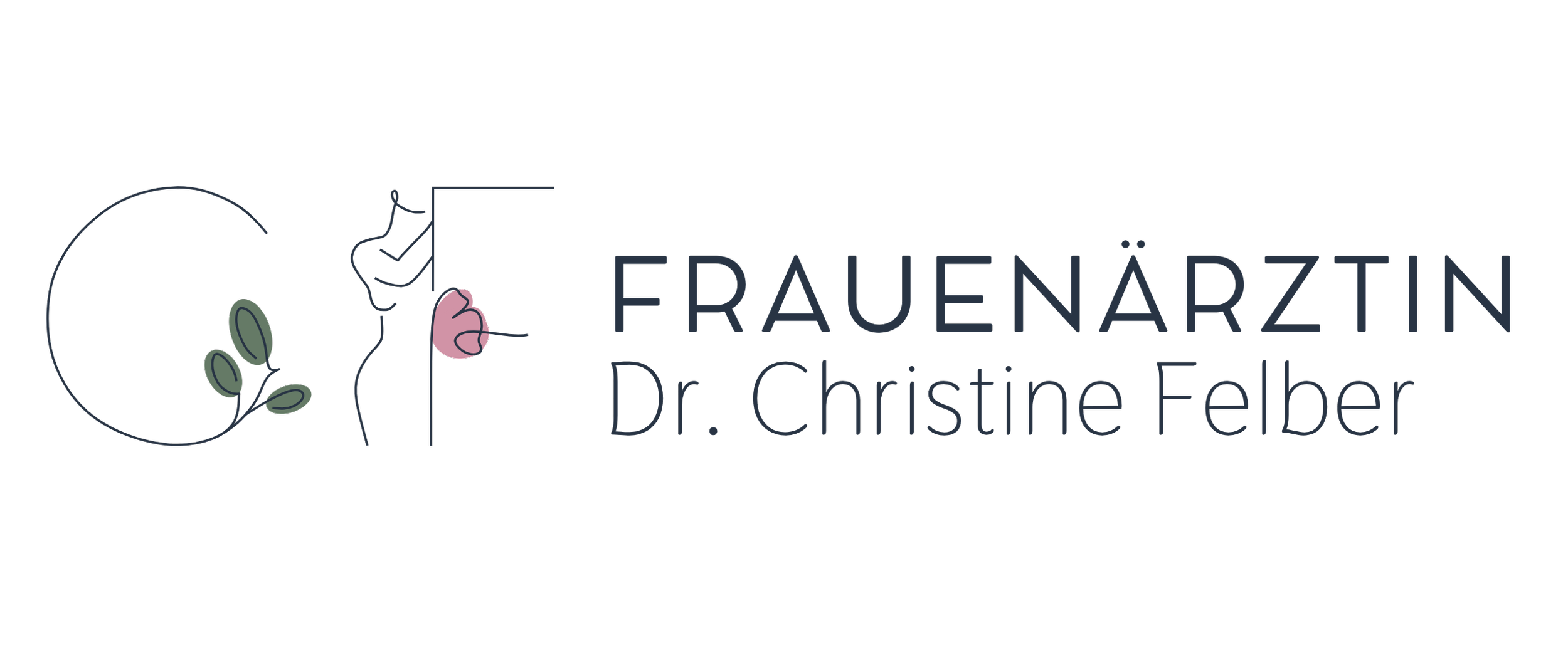 Logo von Frauenärztin Dr. Christine Felber mit einem minimalistischen Design einer Frau und Pflanzen.