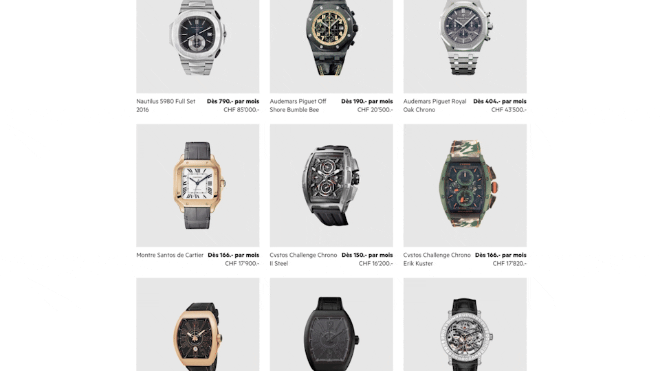 Collection de montres de luxe de différentes marques et styles.