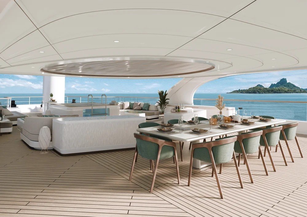 Spacious luxury lounge interior on the 68m Samy superyacht by Oceanteriors – perfect for elegant living and ocean-inspired relaxation