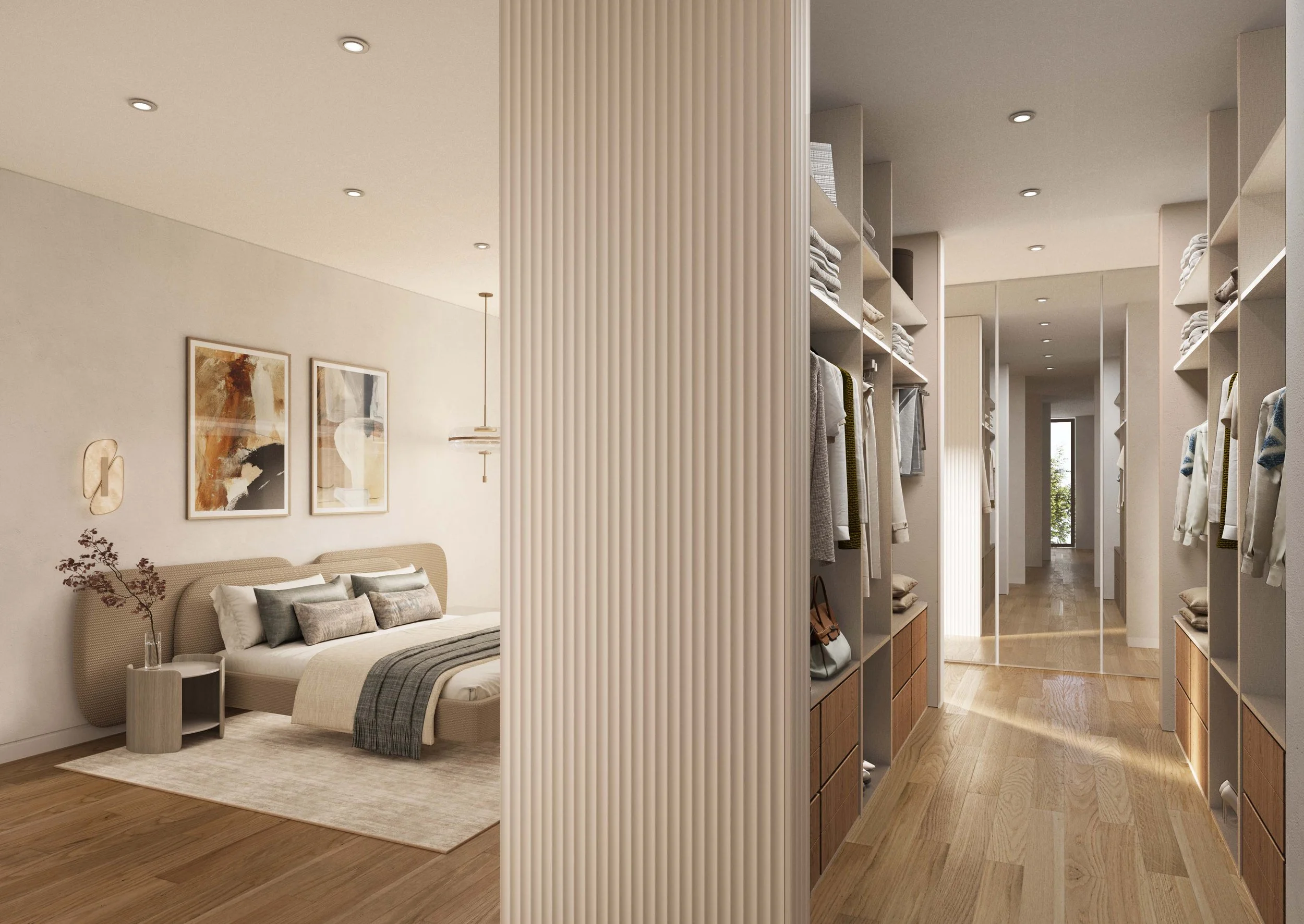 Elegant luxury master bedroom interior at Quinta da Bracieira villa in Alcochete designed by Oceanteriors – timeless high-end residential elegance