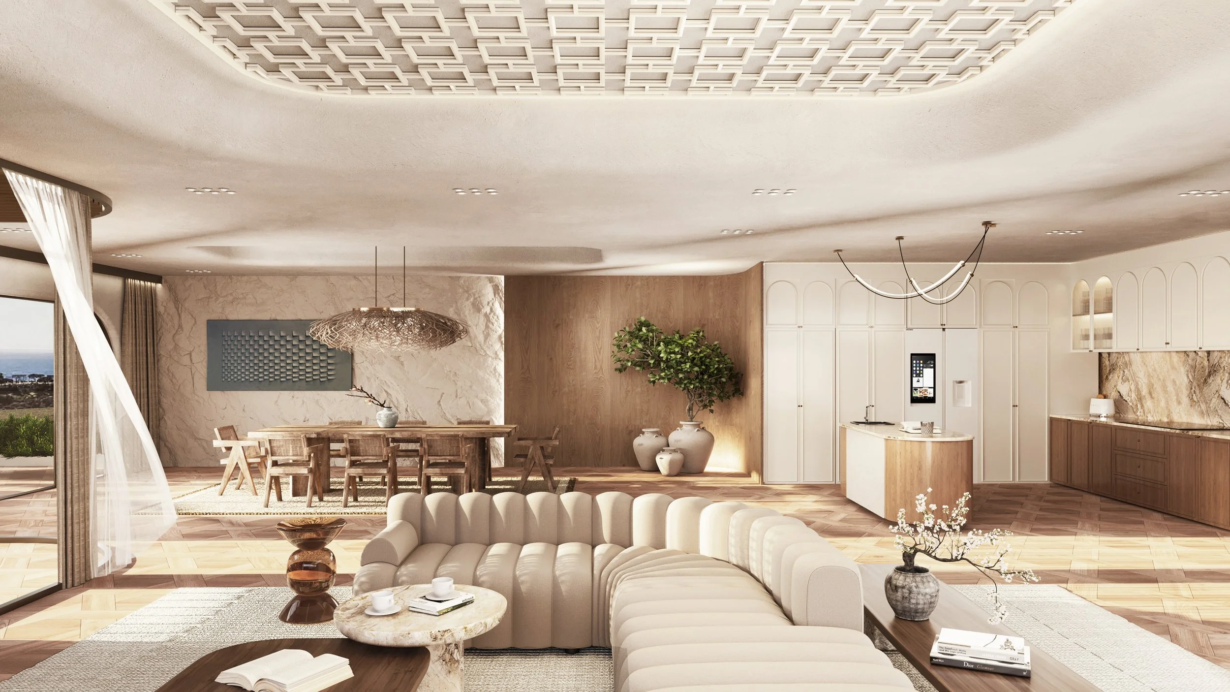 Luxury living room interior design at Alma do Mar villa by Oceanteriors – timeless ocean-inspired elegance in Cascais, Portugal