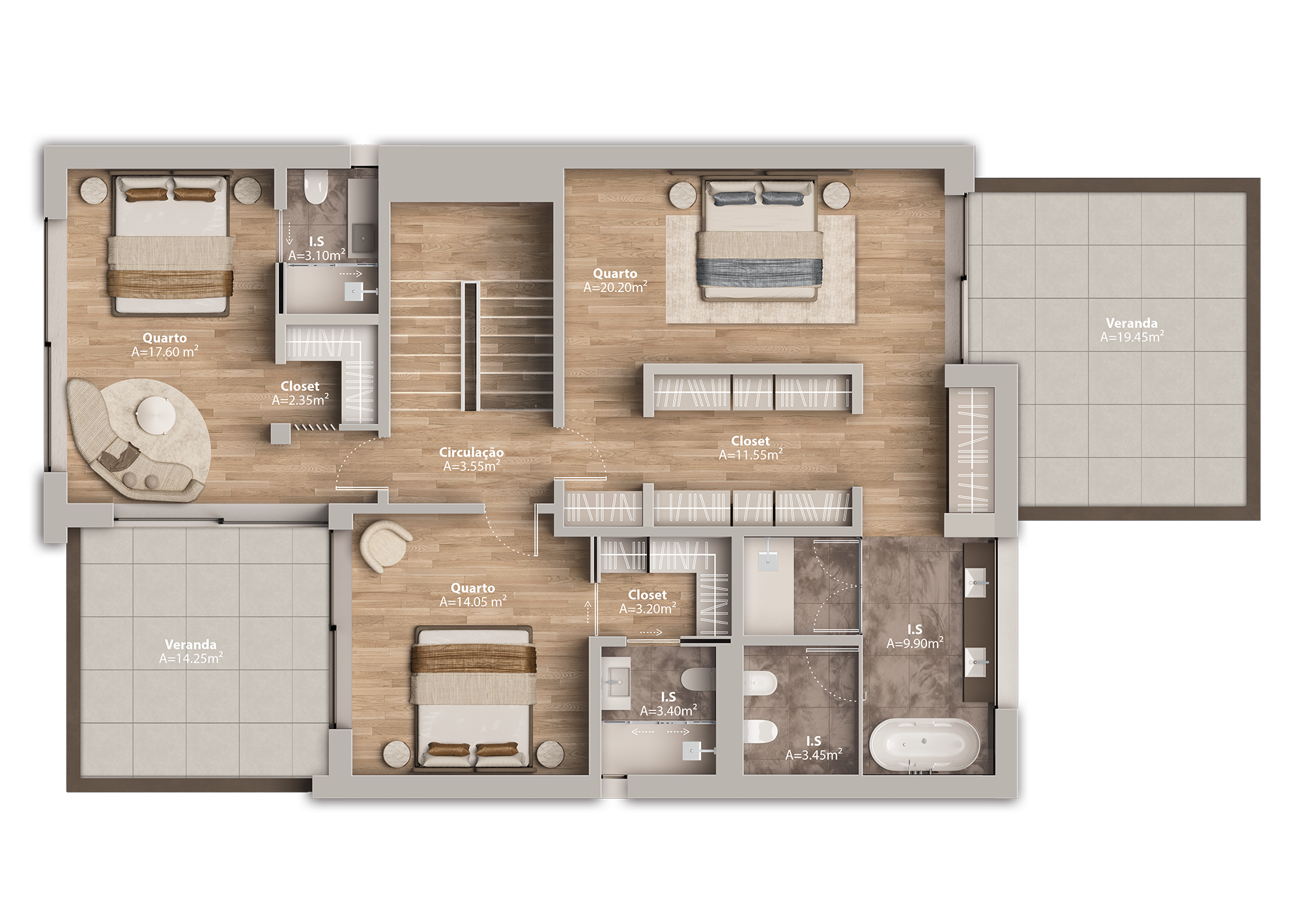 First floor interior layout and design of Quinta da Bracieira luxury villa in Alcochete by Oceanteriors – elegant residential flow