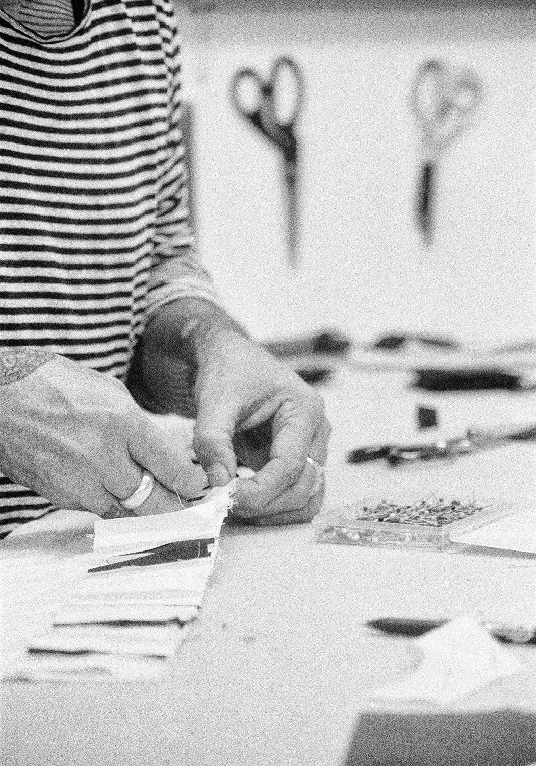 Andi Walker's studio scissors hanging on wall