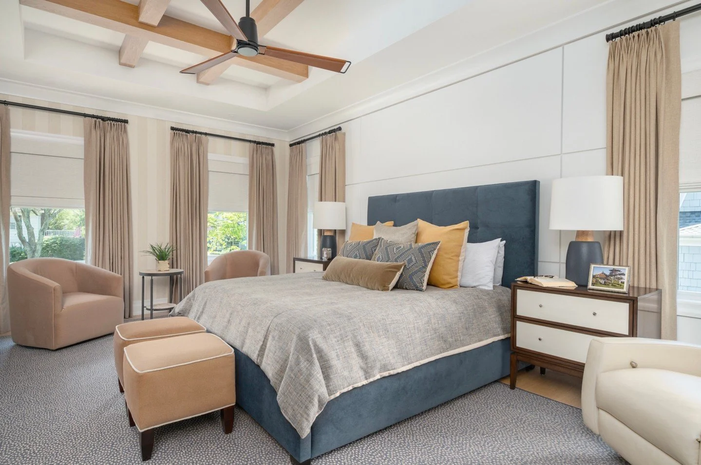 Serene sophistication meets soft texture in this inviting primary bedroom.
Warm neutrals, layered linens, and tailored detailing create a space that feels both timeless and relaxed &mdash; the perfect retreat to start and end each day. ✨
📸: @timhill