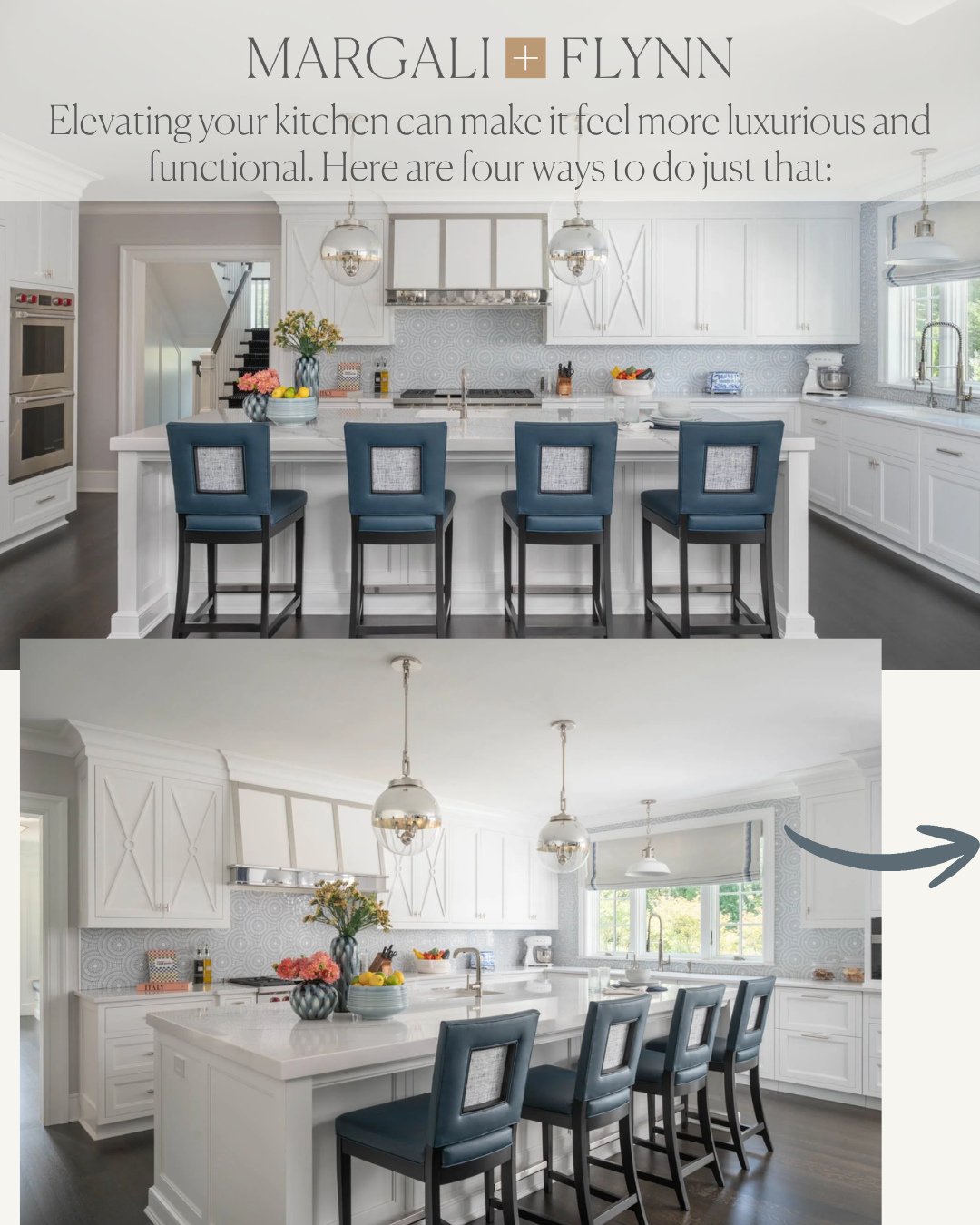4 ways to elevate your kitchen&mdash;because the details make all the difference.
✨ Upgrade your lighting &mdash; layer in pendants, sconces, and recessed for both function and ambiance
✨ Invest in custom cabinetry &mdash; tailored storage and elevat