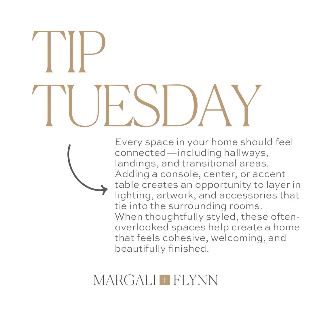 Tip Tuesday ✨

One of the easiest ways to create a more cohesive home is to pay attention to the spaces in between. Hallways, landings, and open transitions should feel just as intentional as the rooms they connect.

Adding an accent table creates an
