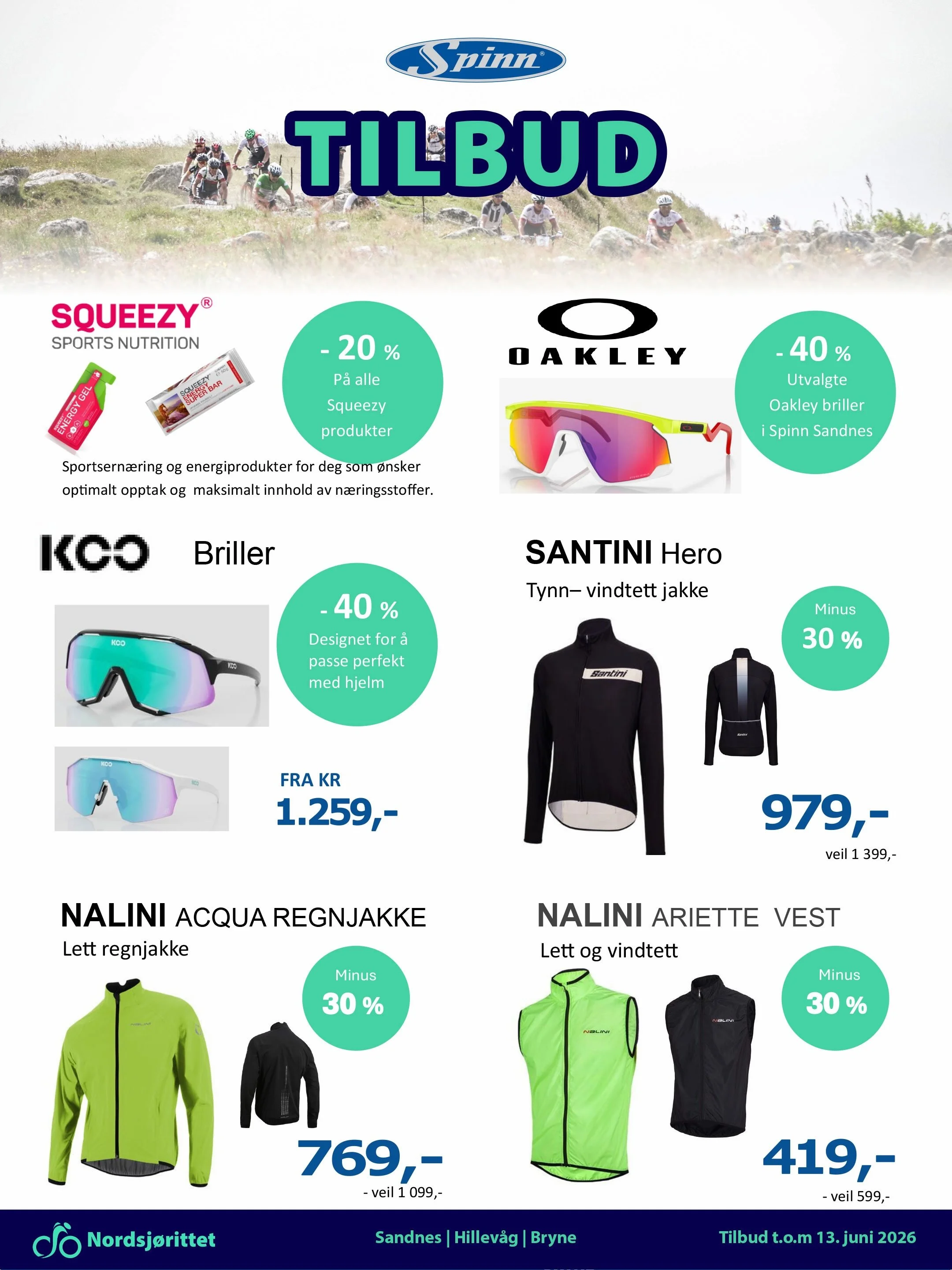 L&oslash;p (sykle) og kj&oslash;p!🤩

Spinn har gode Nordsj&oslash;rittet-tilbud i butikkene sine frem til og med 13.juni, s&aring; her er det bare &aring; sl&aring; til!🙌

Kanskje trenger du noen freshe graveldekk fra Vredestein, eller raske brille