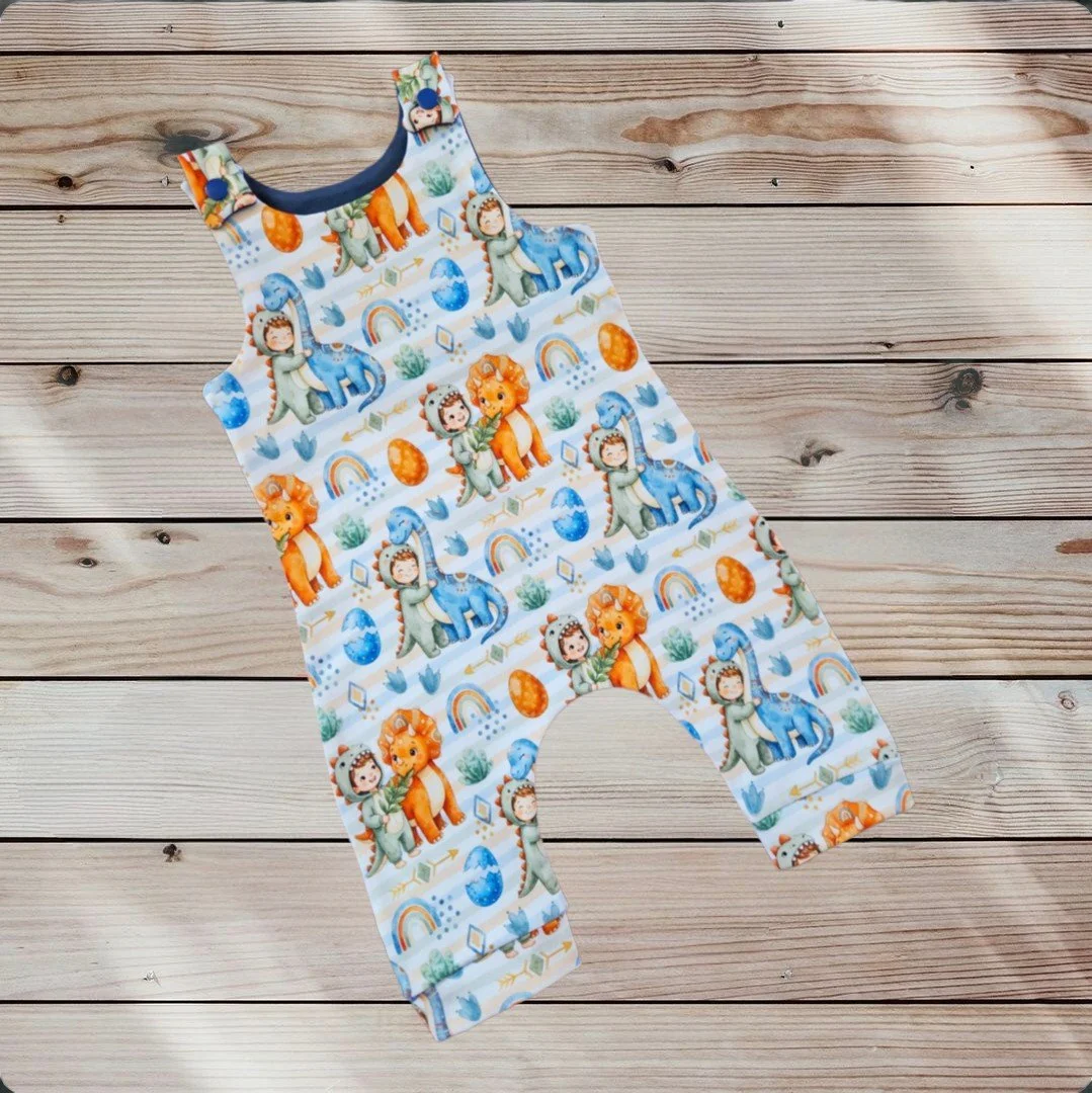 Cotton Jersey Romper - Boho Dinosaurs *exclusive*