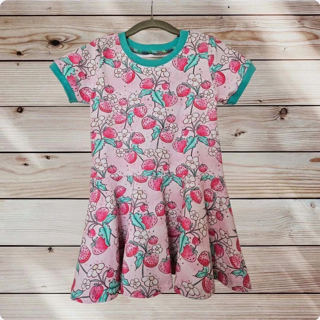 Cotton Jersey Dress - Pink Strawberries